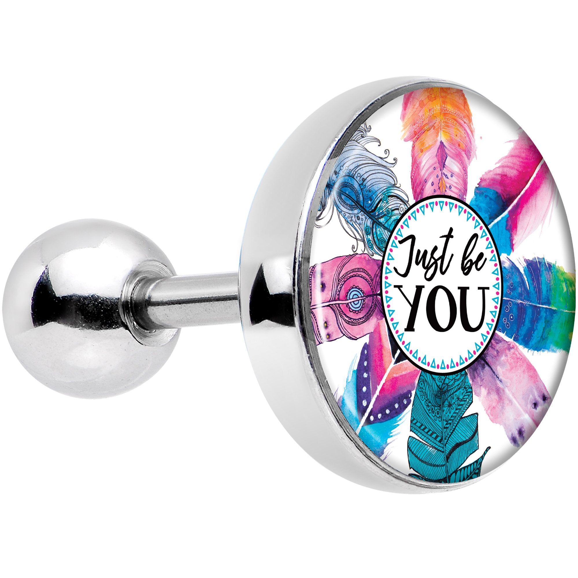 16G 1/4 Watercolor Just Be You Feathers Tragus Cartilage Earring