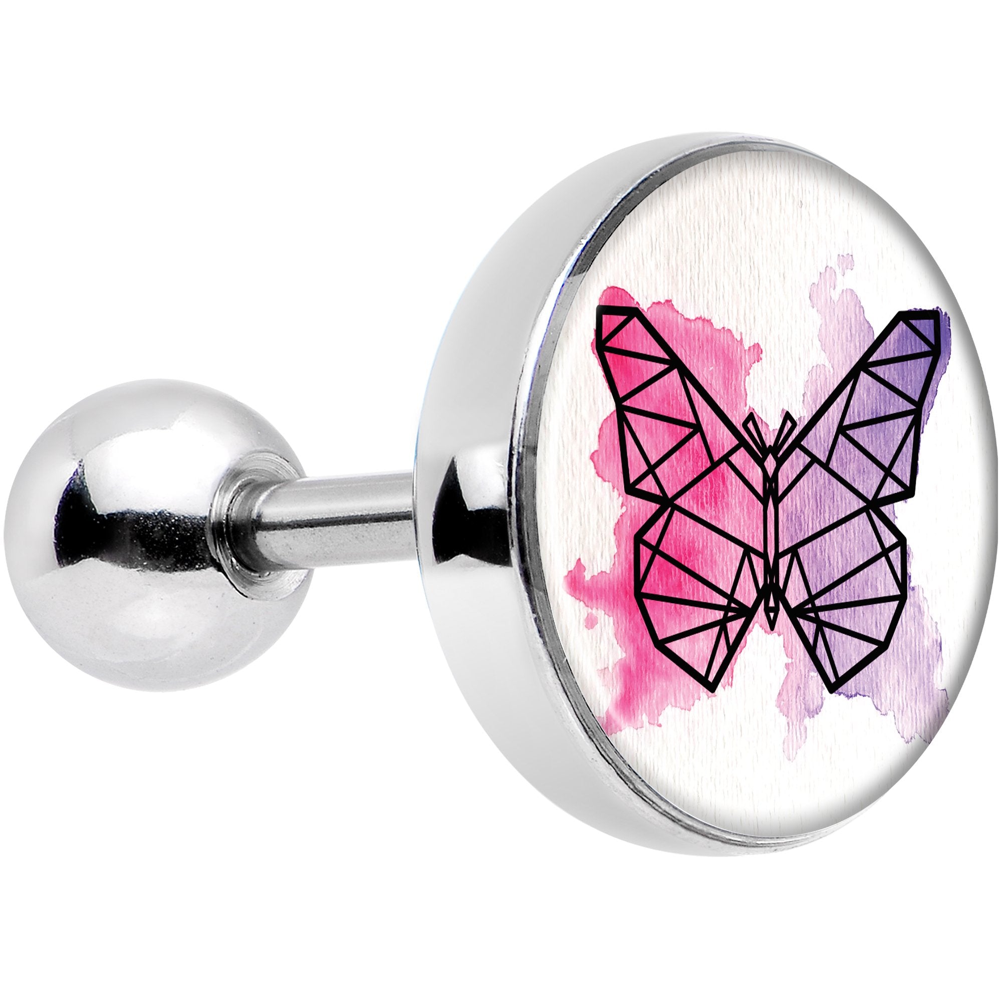 16G 1/4 Watercolor Geometric Butterfly Tragus Cartilage Earring