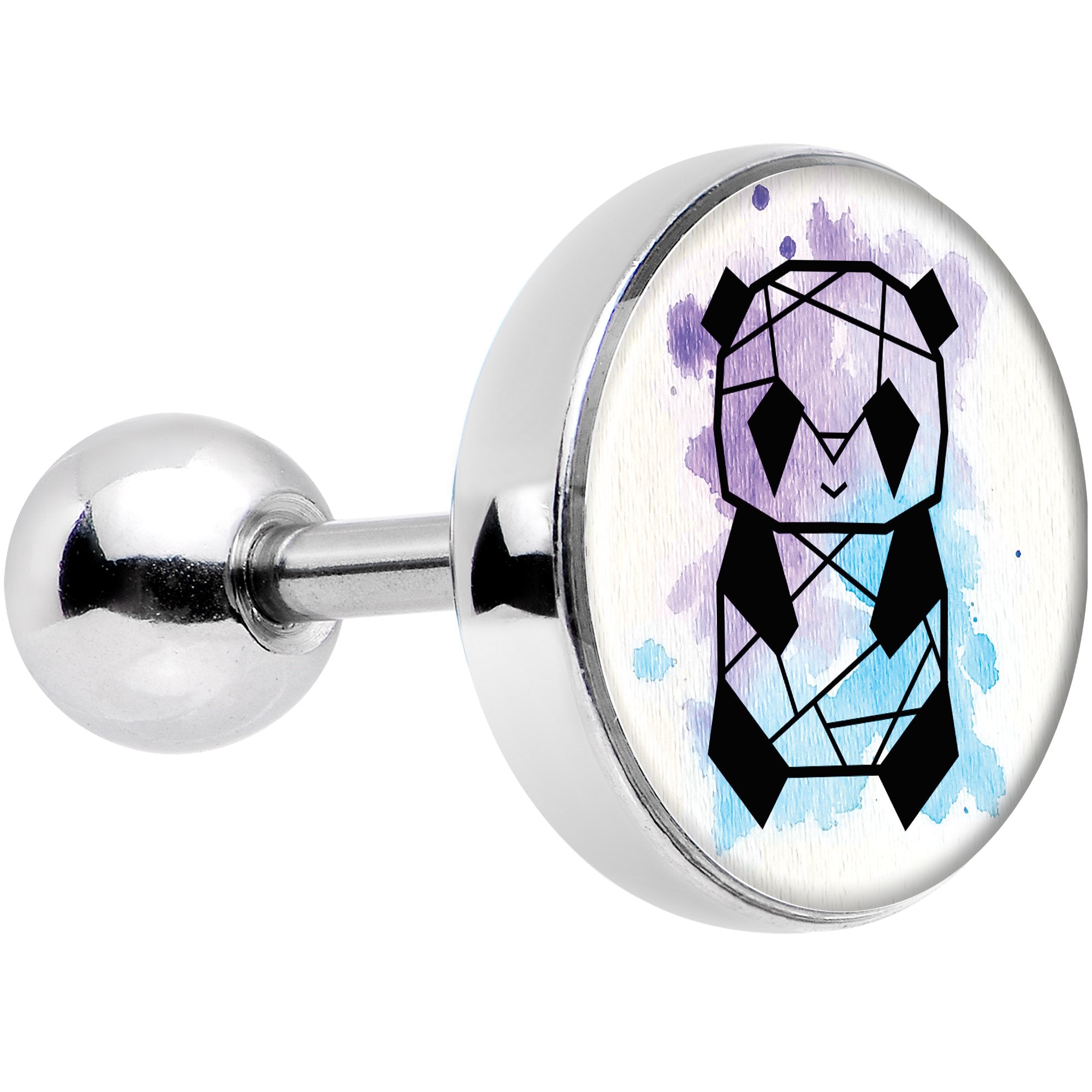 16G 1/4 Watercolor Geometric Panda Tragus Cartilage Earring