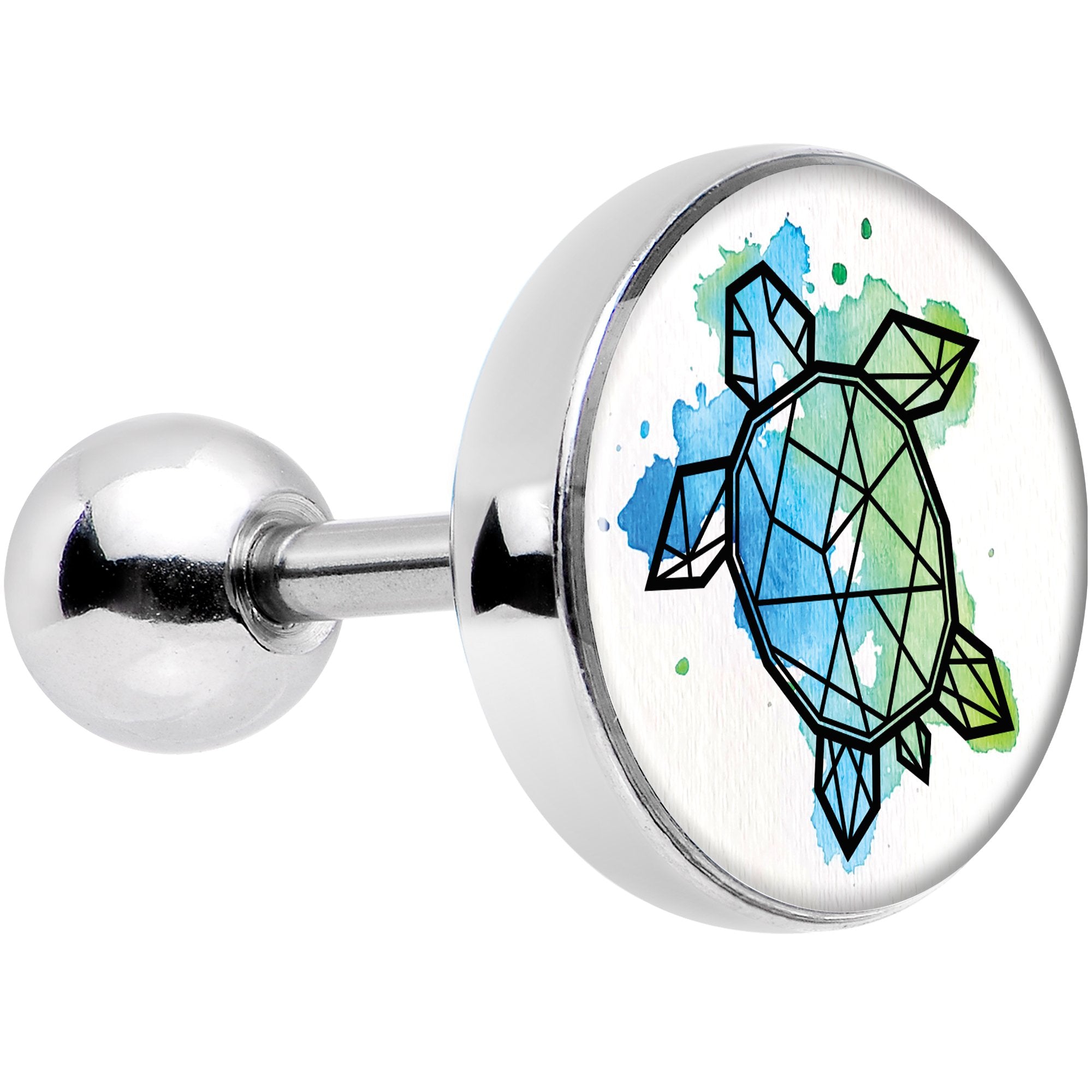 16G 1/4 Watercolor Geometric Turtle Tragus Cartilage Earring