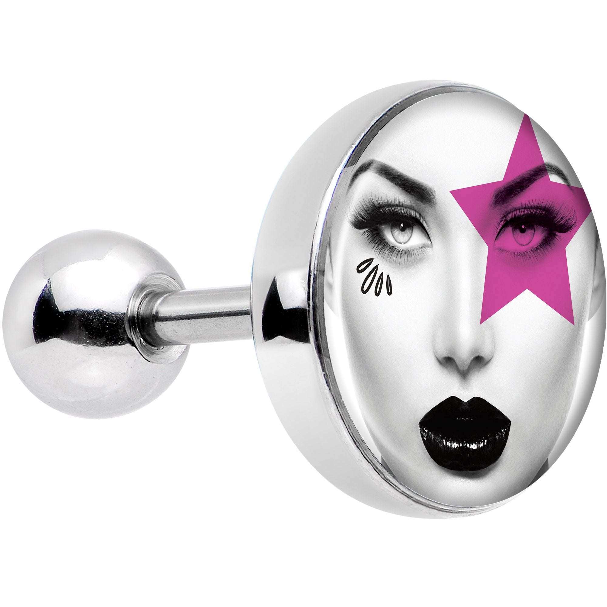 16G 1/4 Pretty Pink Model Super Star Tragus Cartilage Earring