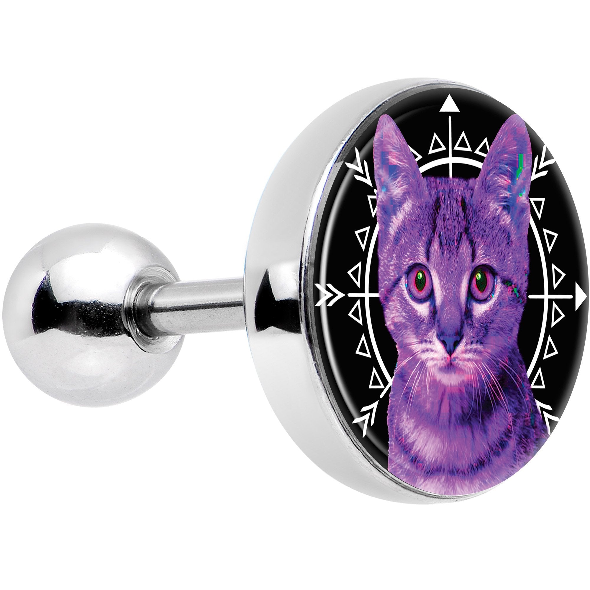 16G 1/4 Boho Fuchsia Kitty Cat Tragus Cartilage Earring