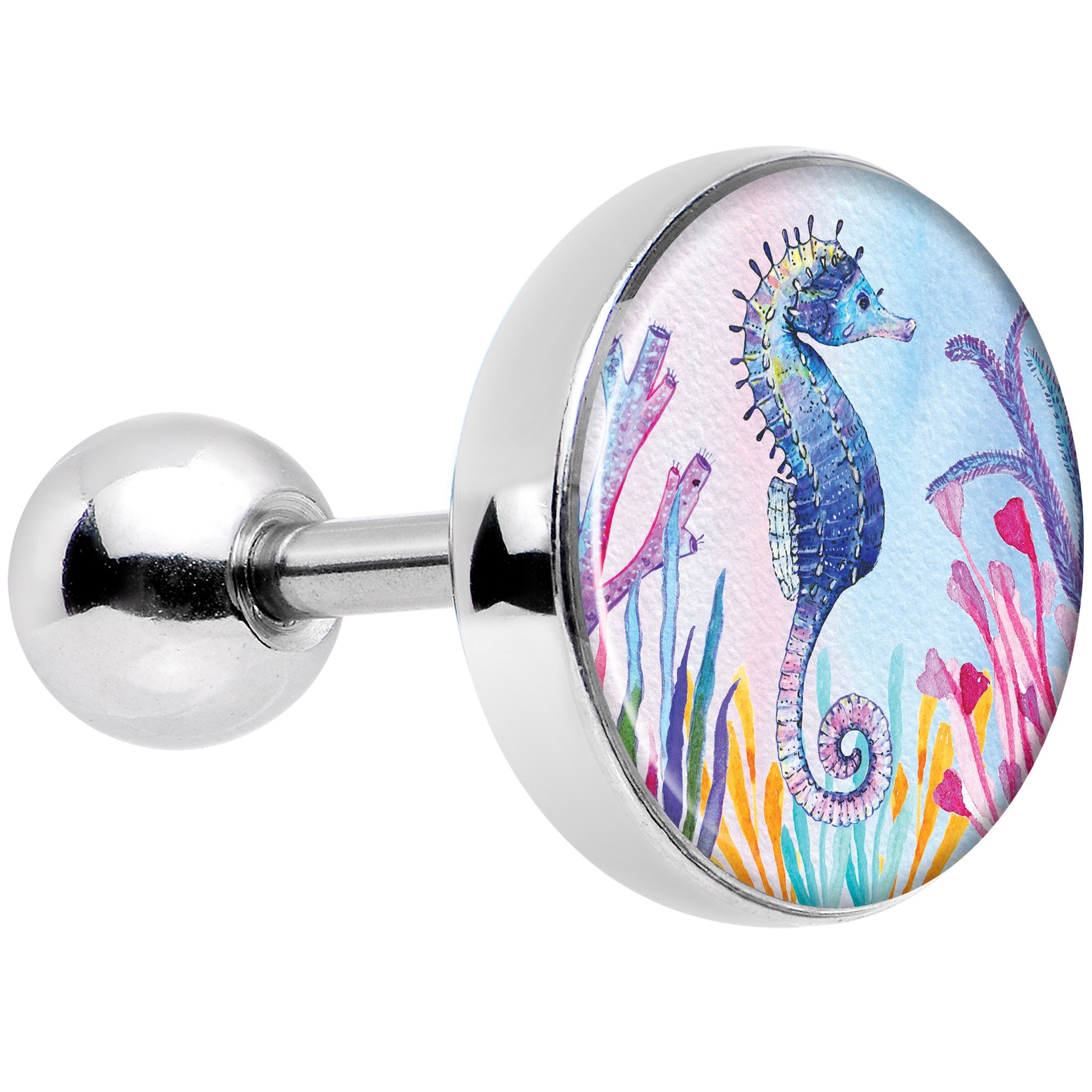 16G 1/4 Watercolor Seahorse Tragus Cartilage Earring