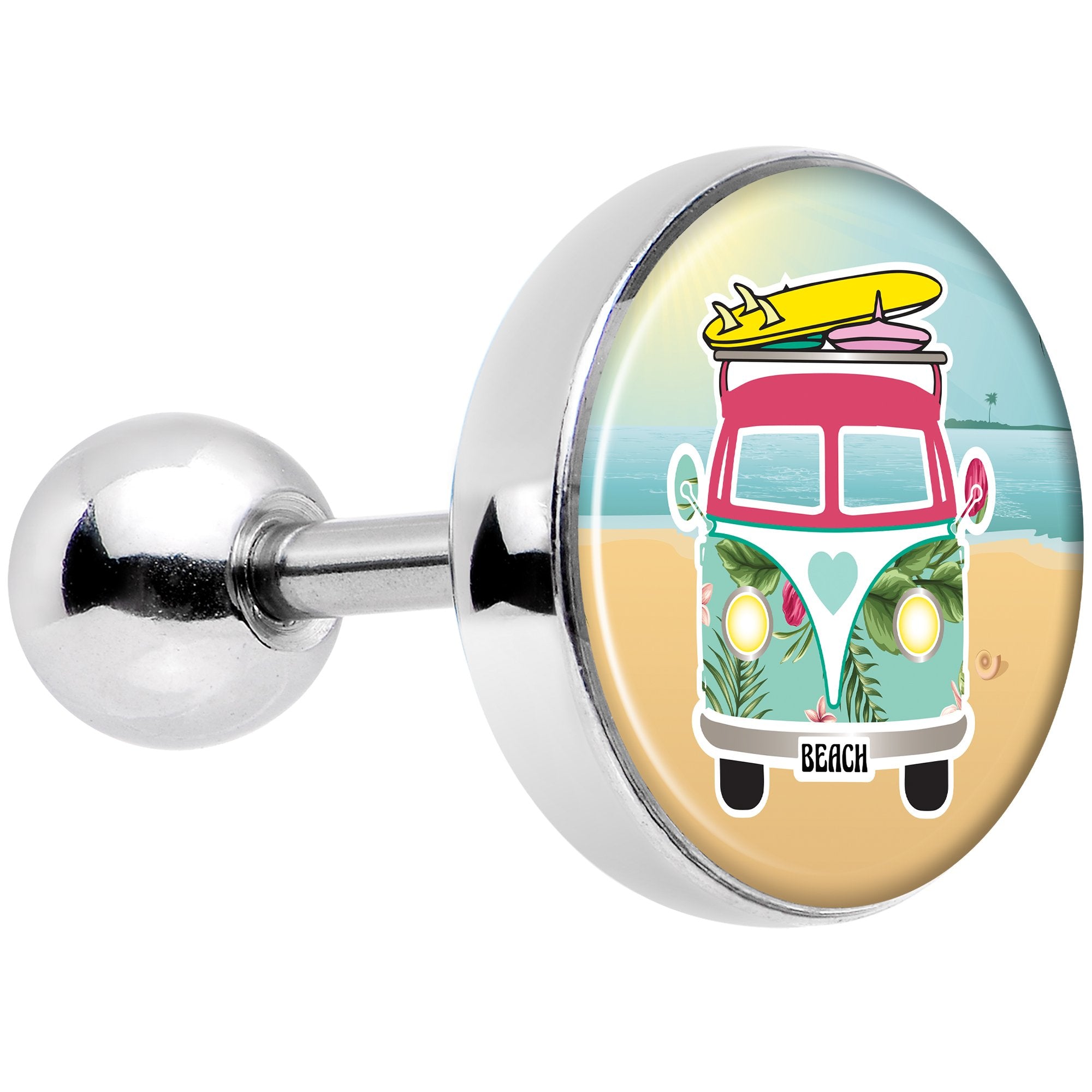 16G 1/4 Tropical Beach Cruiser Tragus Cartilage Earring