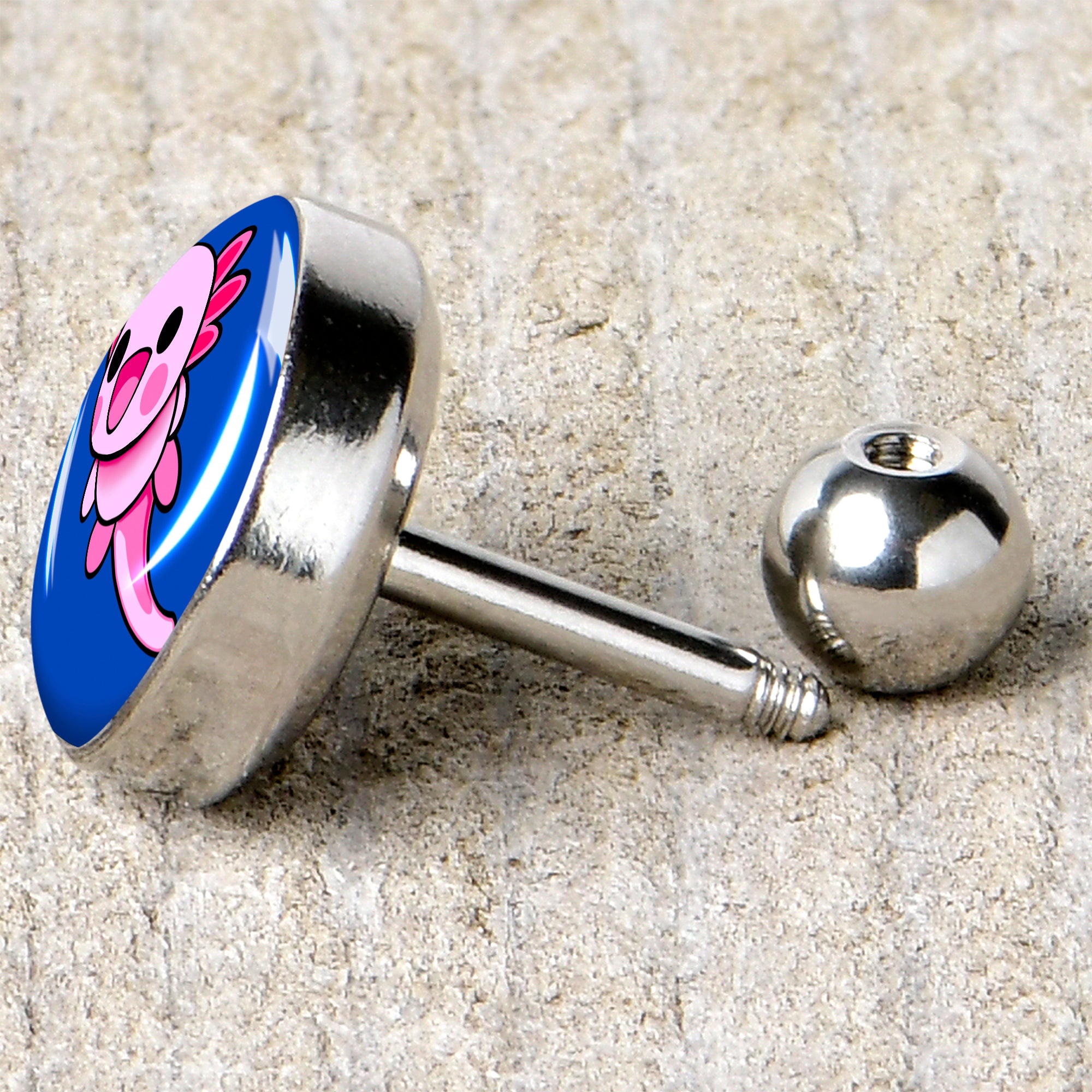 16G 1/4 Adorable Axolotl Cartilage Tragus Earring by Onyx O