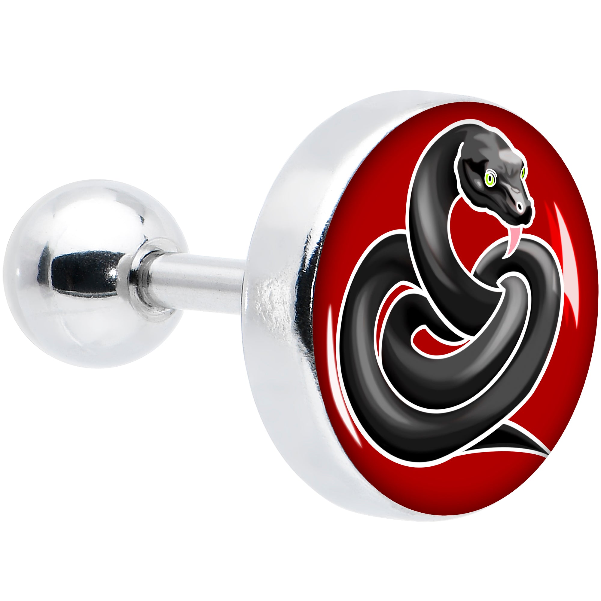 16G 1/4 Black Snake Cartilage Tragus Earring by Onyx O