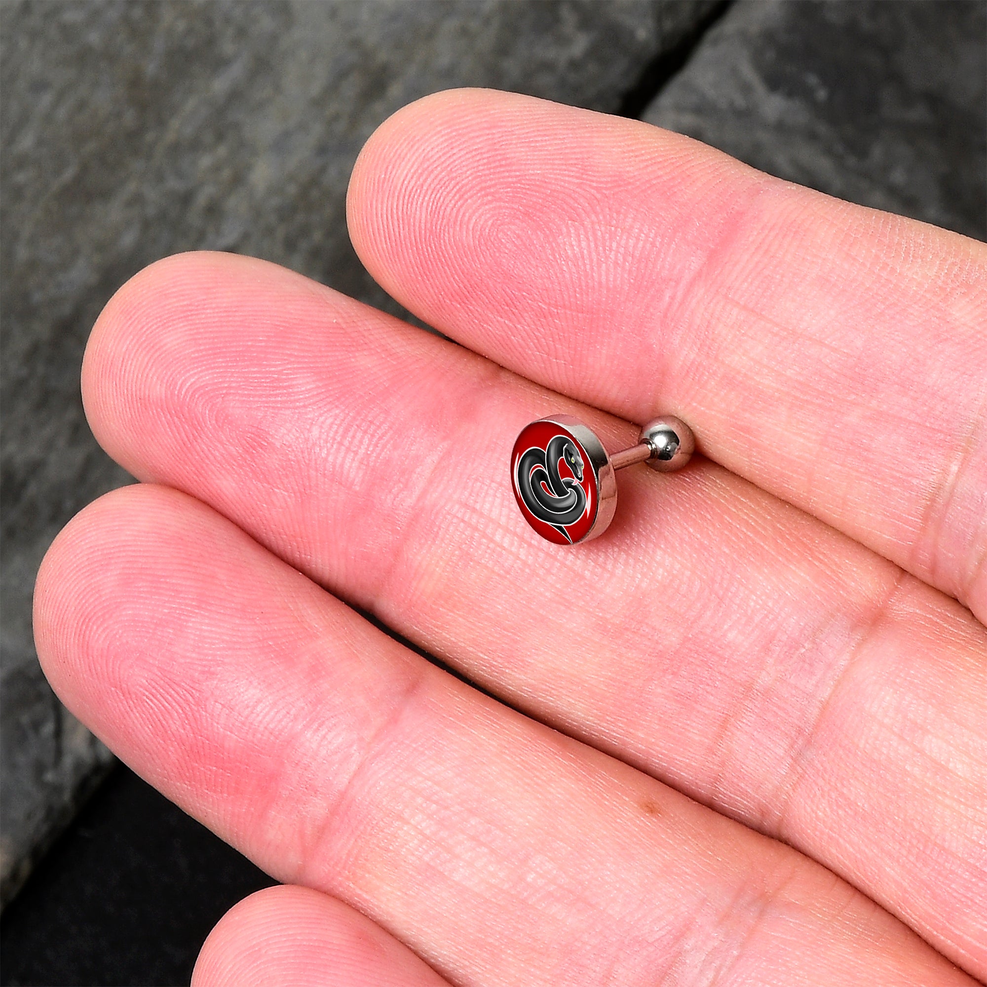 16G 1/4 Black Snake Cartilage Tragus Earring by Onyx O