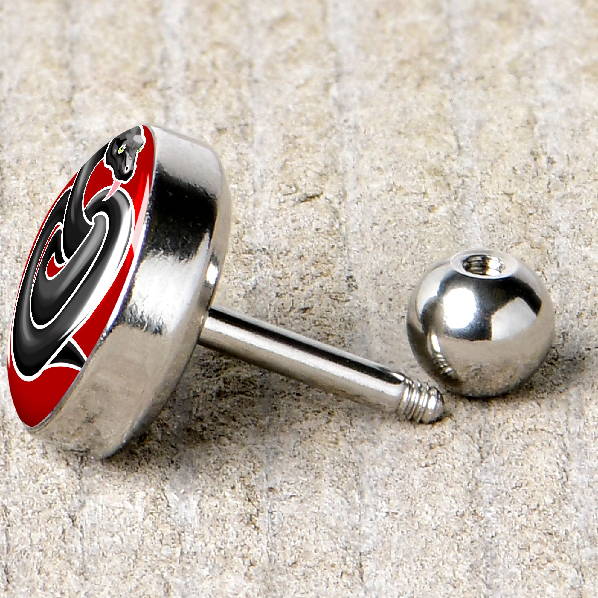 16G 1/4 Black Snake Cartilage Tragus Earring by Onyx O