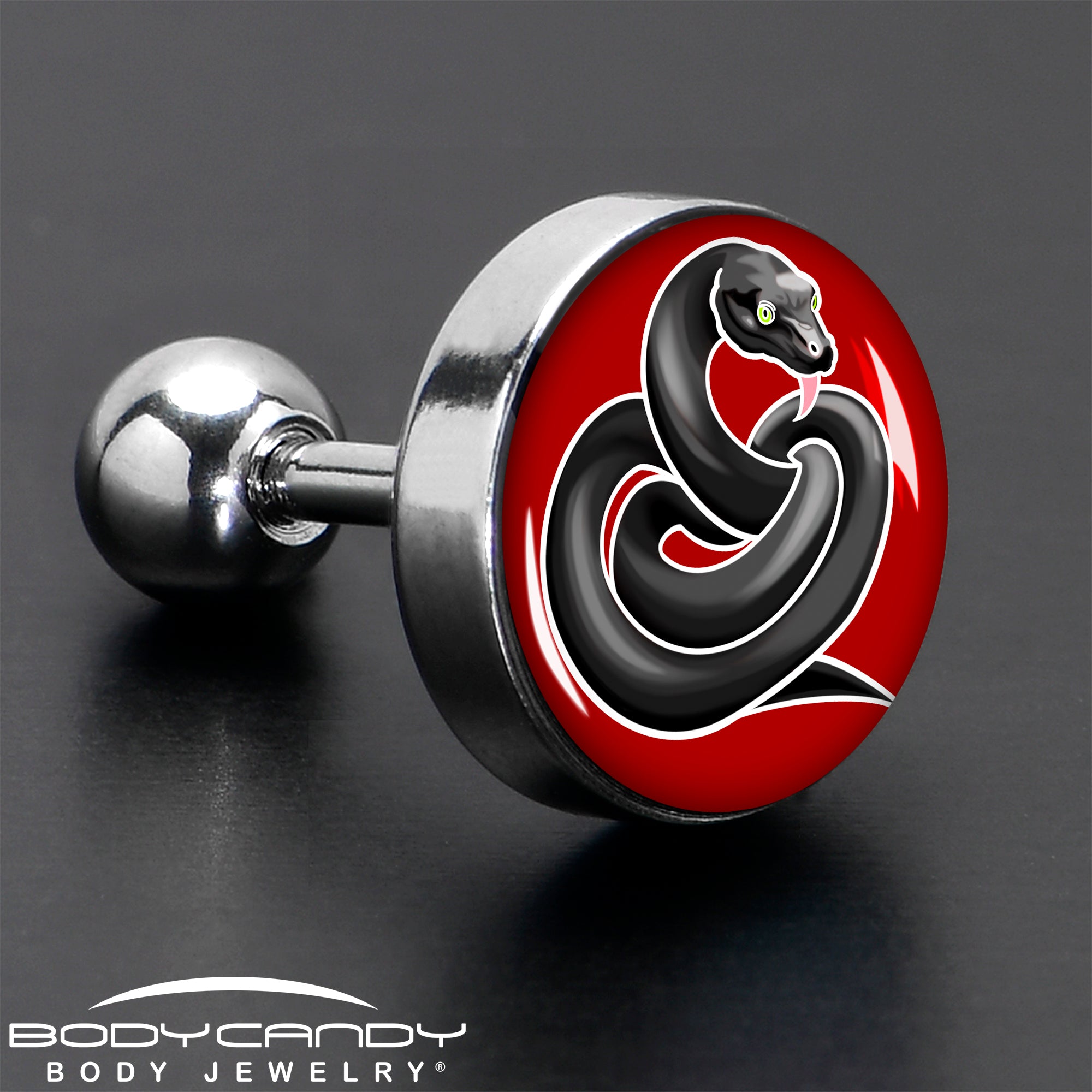 16G 1/4 Black Snake Cartilage Tragus Earring by Onyx O