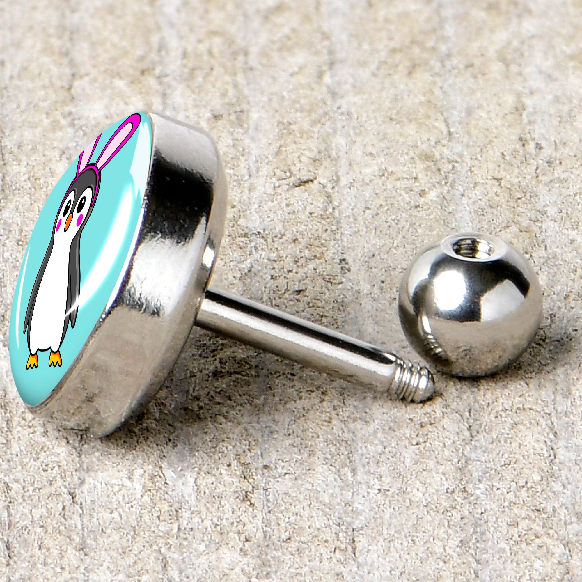 16G 1/4 Bunny Penguin Cartilage Tragus Earring by Onyx O