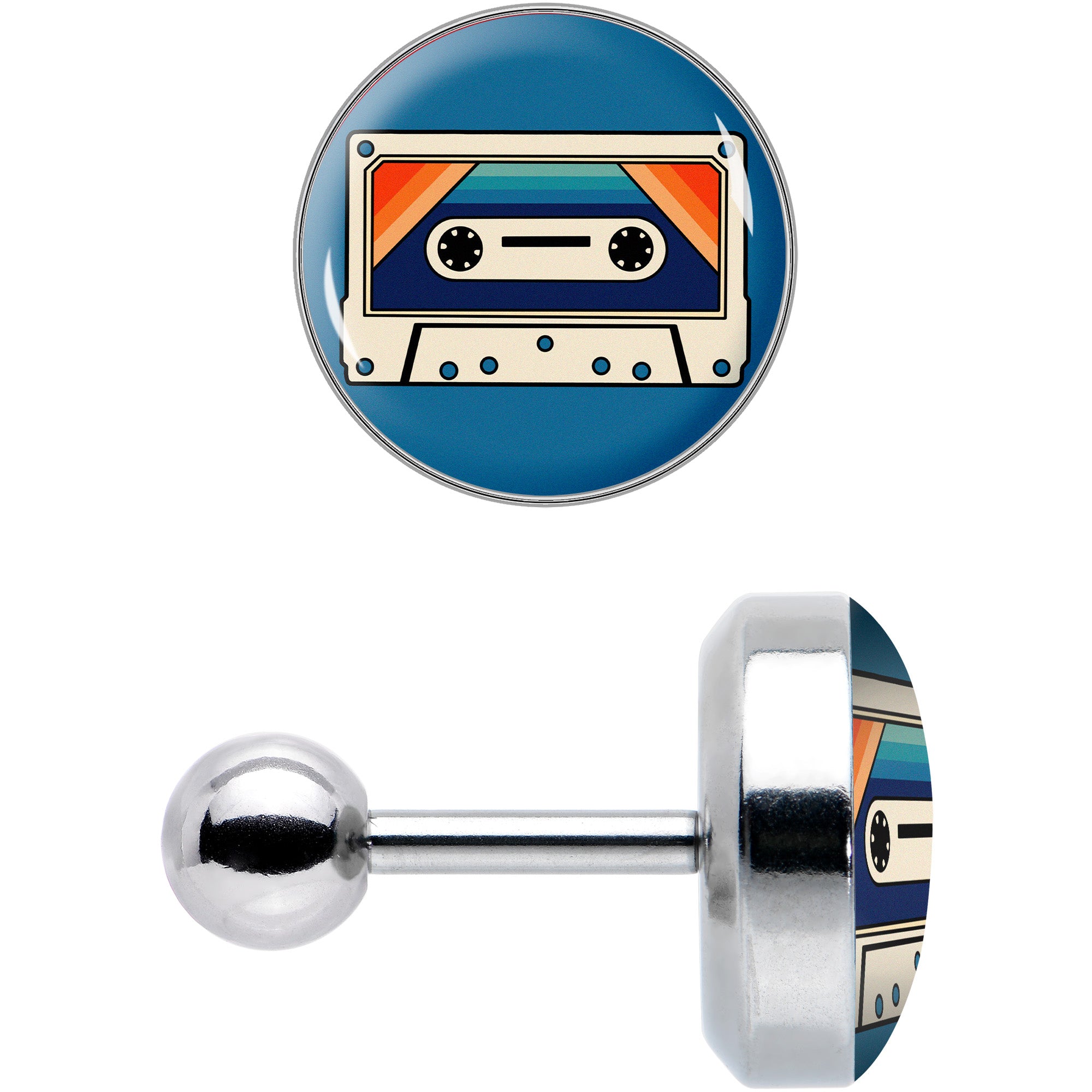 16G 1/4 Retro Cassette Tape Cartilage Tragus Earring by Onyx O