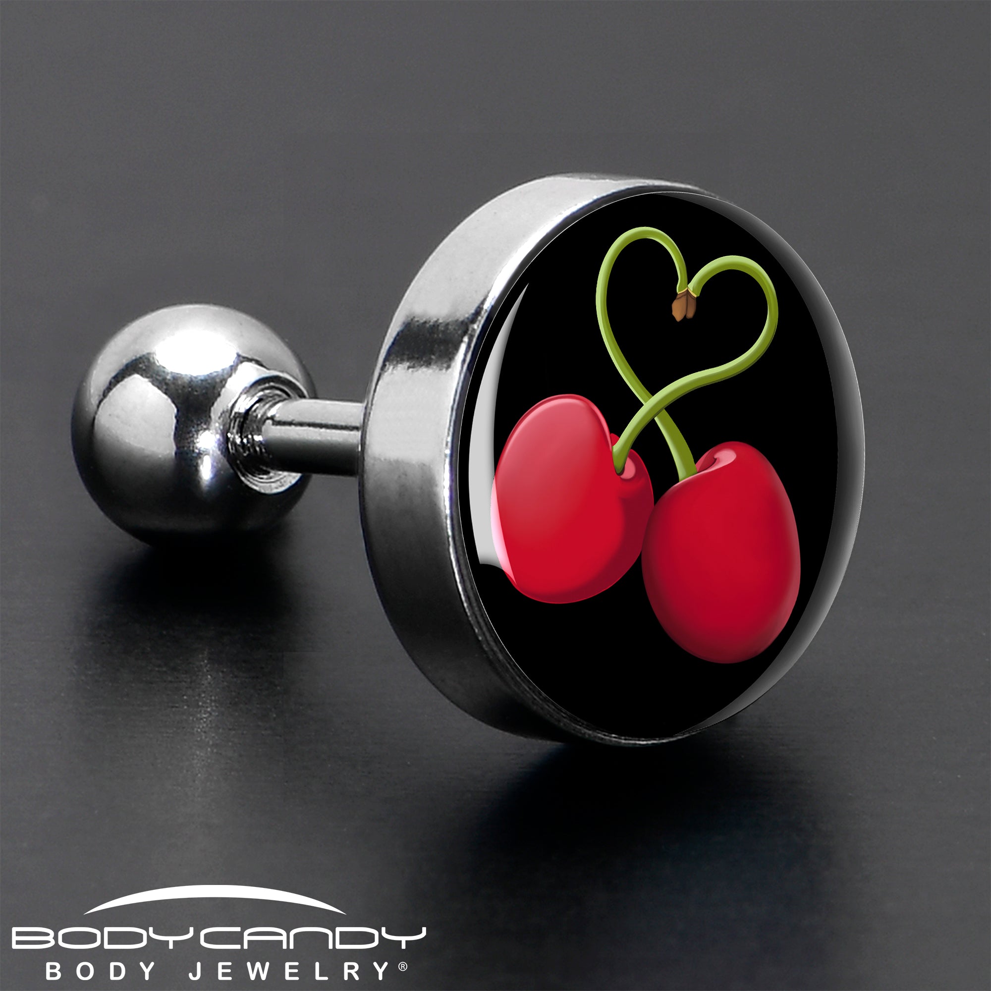 16G 1/4 Cherry Heart Cartilage Tragus Earring by Onyx O