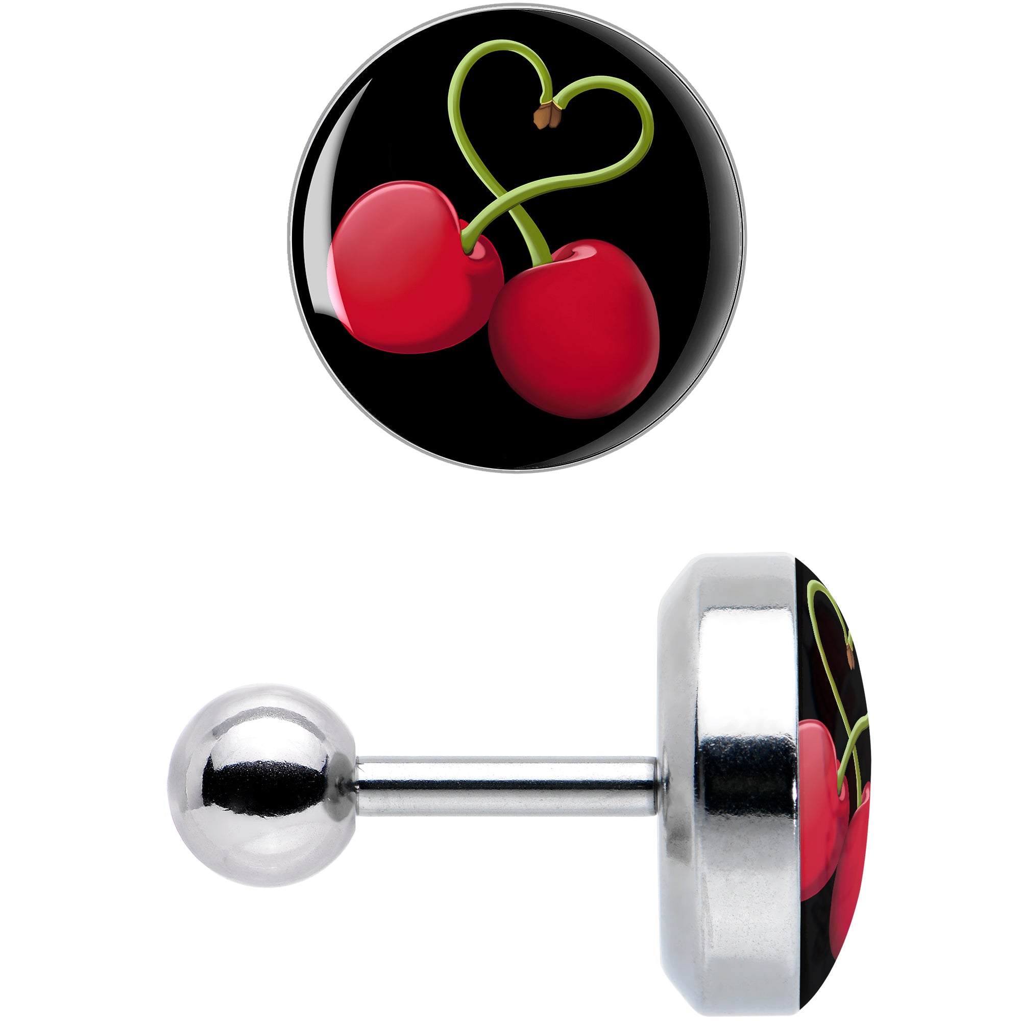 16G 1/4 Cherry Heart Cartilage Tragus Earring by Onyx O