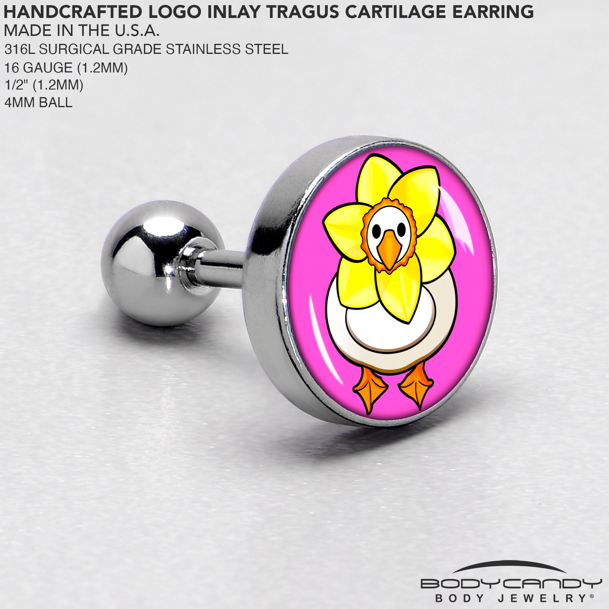 16G 1/4 Daffodil Duck Cartilage Tragus Earring by Onyx O