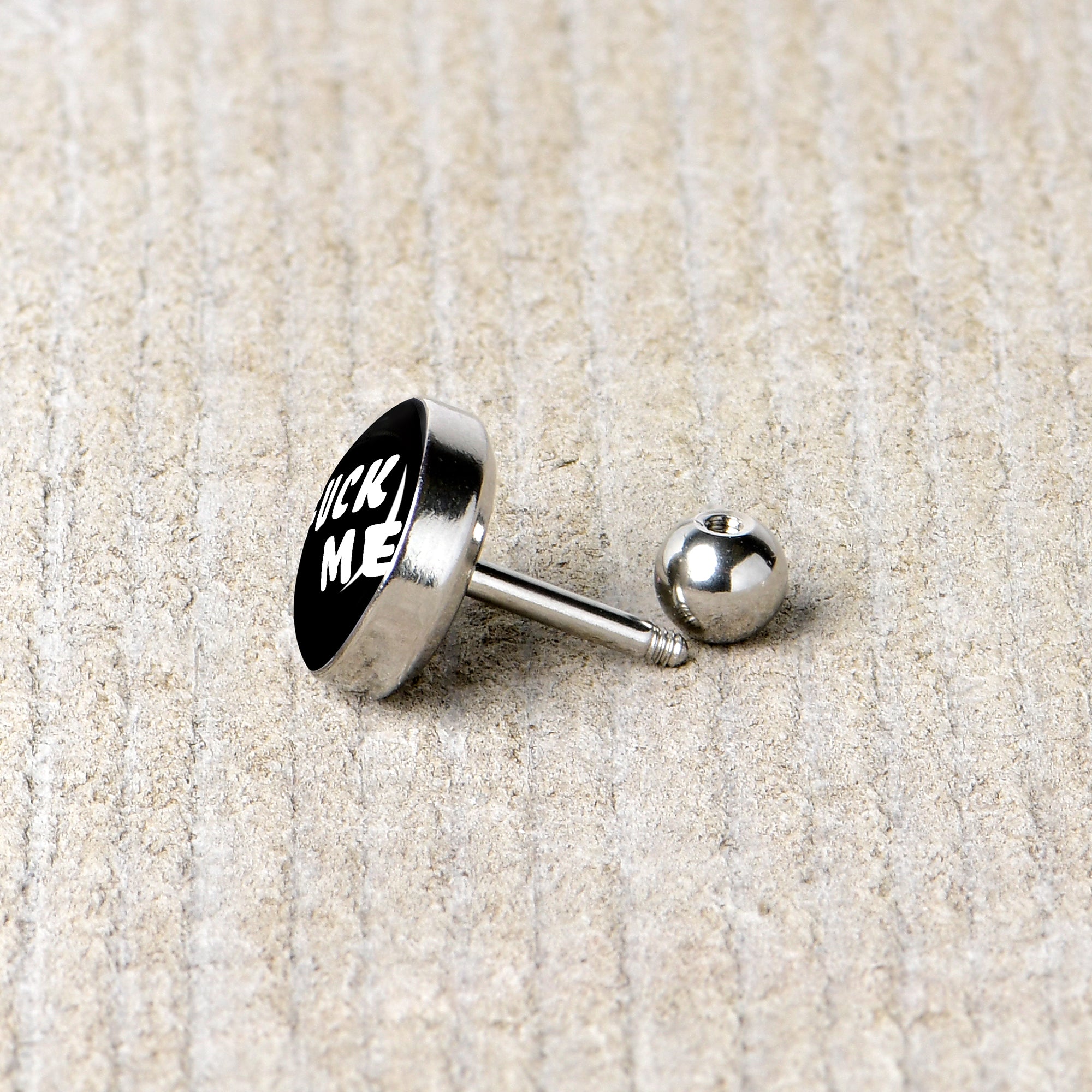 16G 1/4 F*ck Me Black White Cartilage Tragus Earring