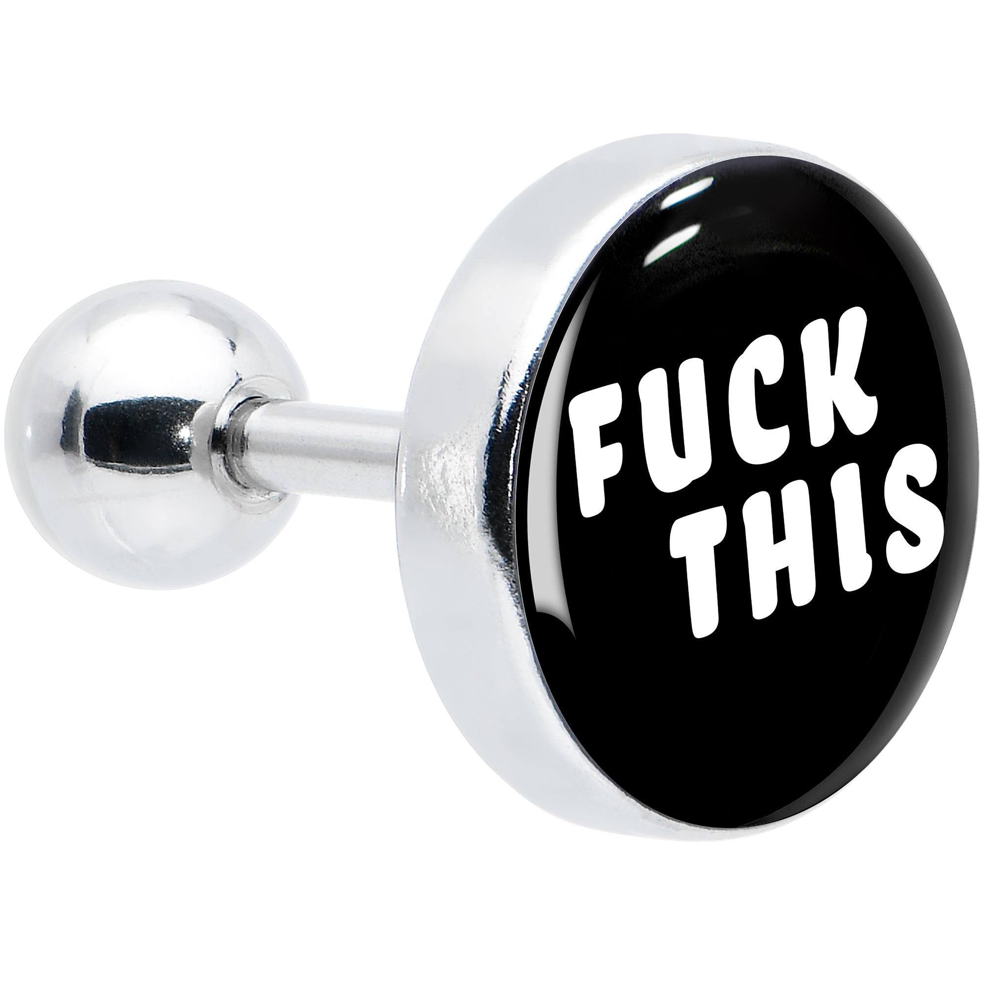 16G 1/4 F*ck This Black White Cartilage Tragus Earring