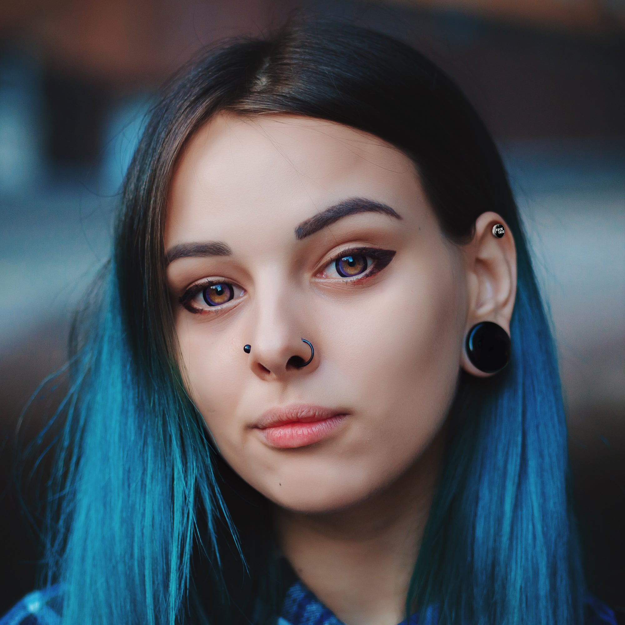 16G 1/4 F*ck This Black White Cartilage Tragus Earring