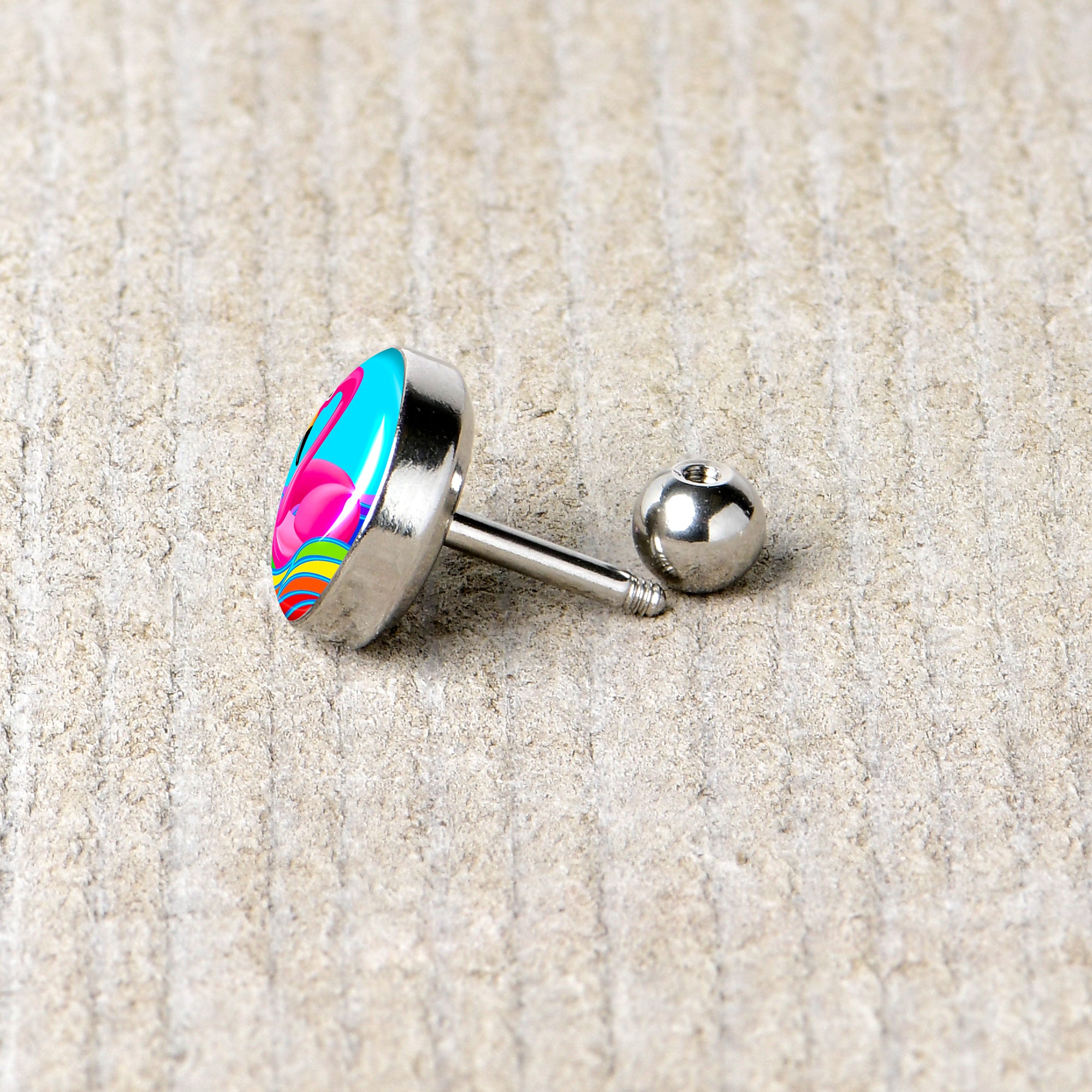 16G 1/4 Rainbow Sea Floating Flamingo Cartilage Tragus Earring by Onyx O