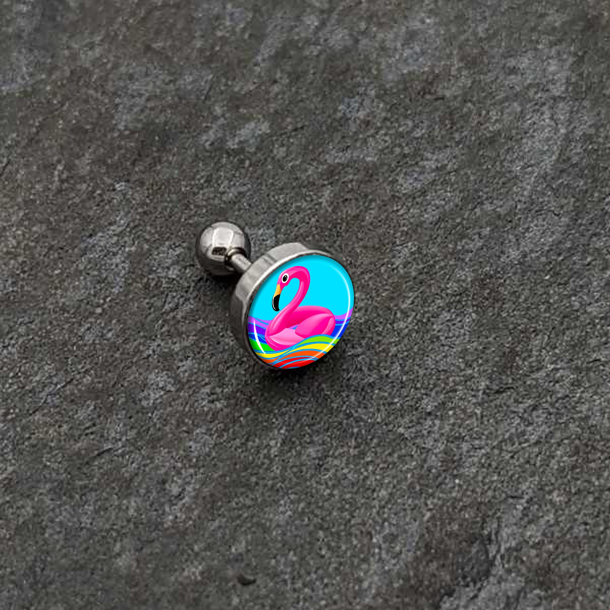 16G 1/4 Rainbow Sea Floating Flamingo Cartilage Tragus Earring by Onyx O