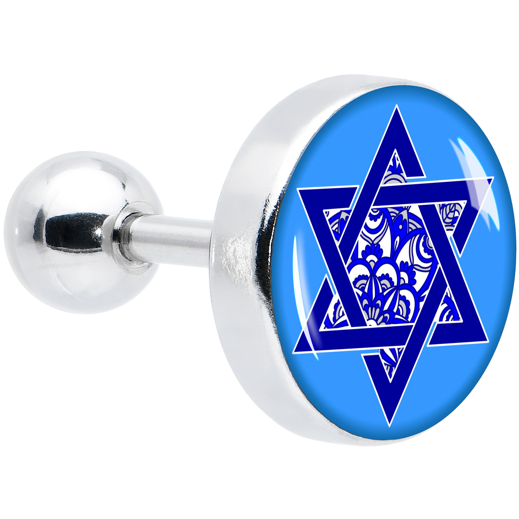 16G 1/4 Floral Star of David Tragus Cartilage Earring by Onyx O