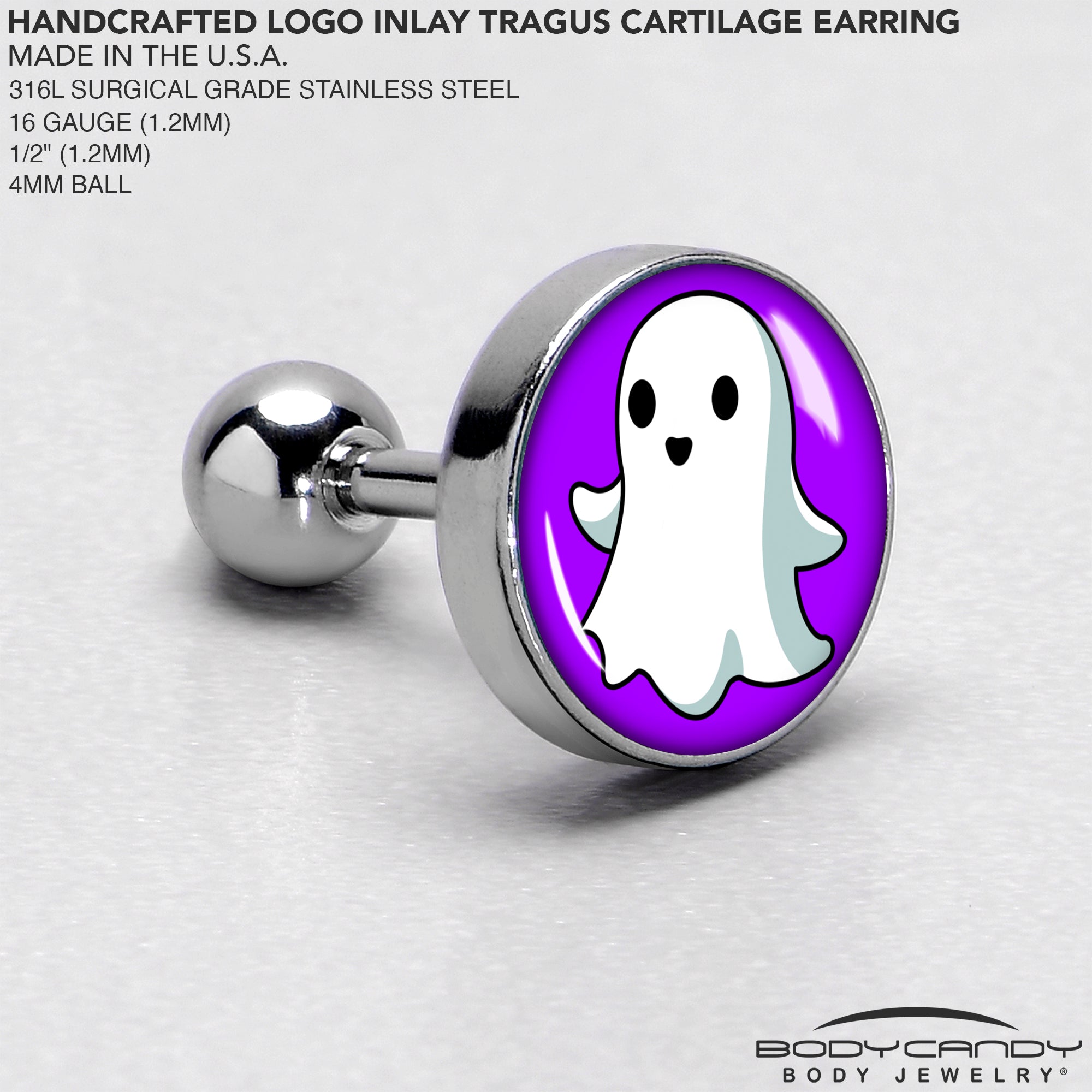 16G 1/4 Ghost Cartilage Tragus Earring by Onyx O