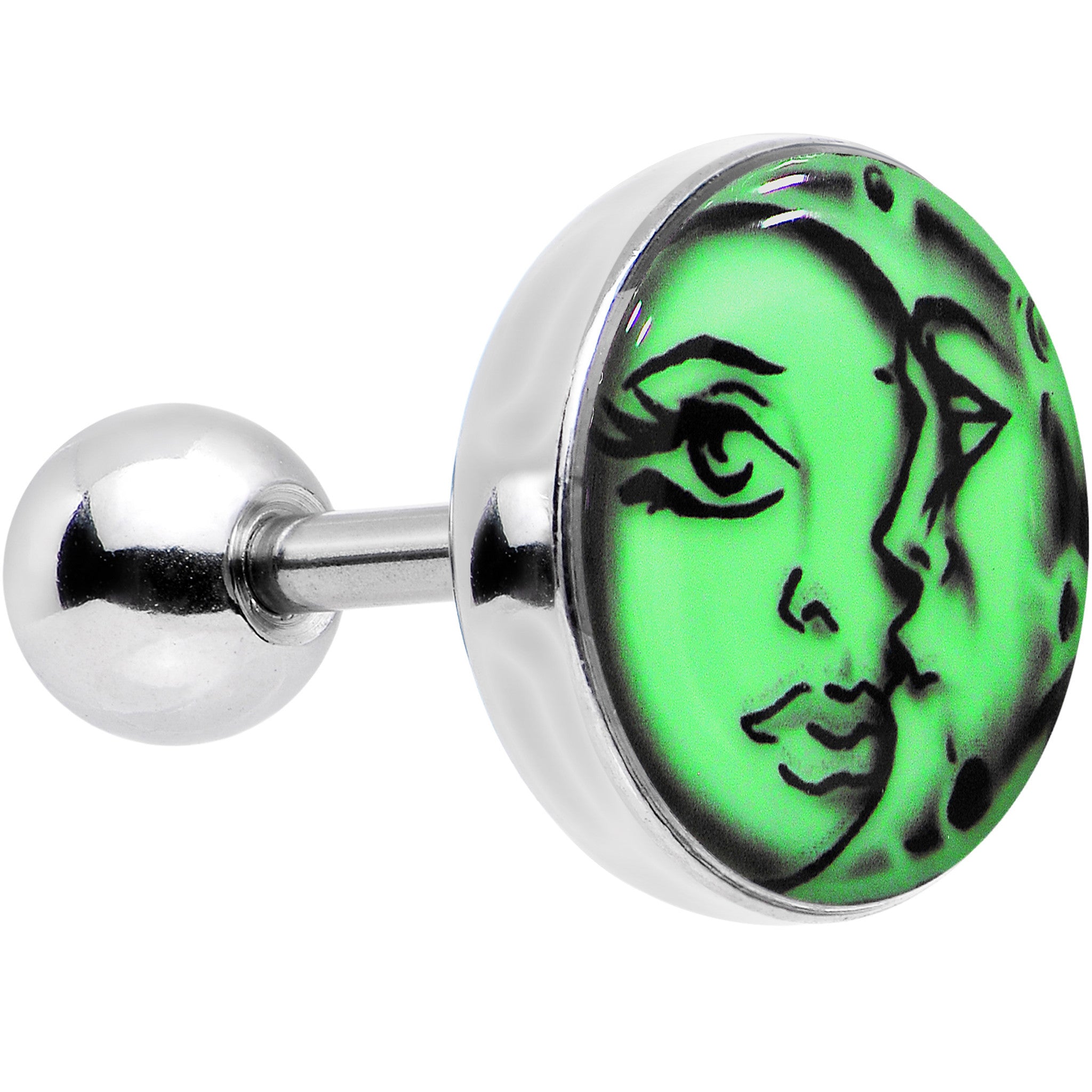 16G Celestial Sun Moon Glow in the Dark Tragus Cartilage Earring