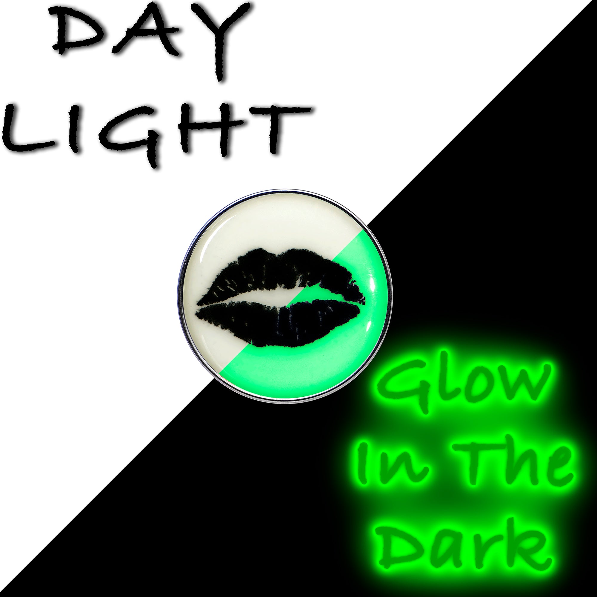 16G 1/4 Lipstick Kiss Black Glow in the Dark Cartilage Earring by Onyx O