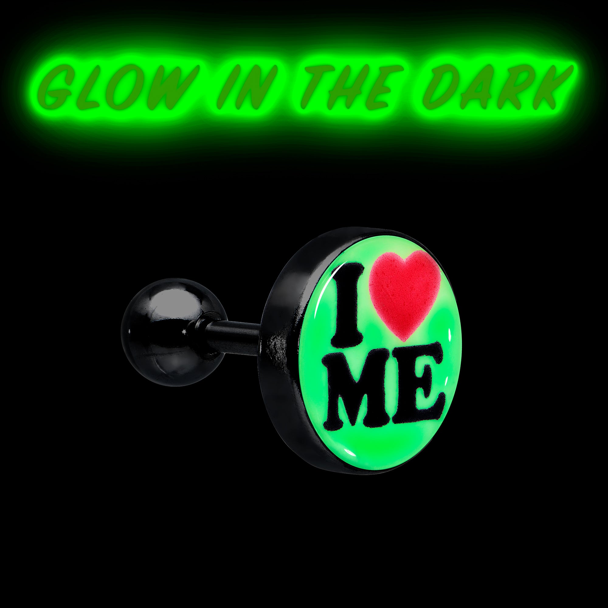 16G 1/4 Glow in the Dark I Love Me Cartilage Tragus Earring