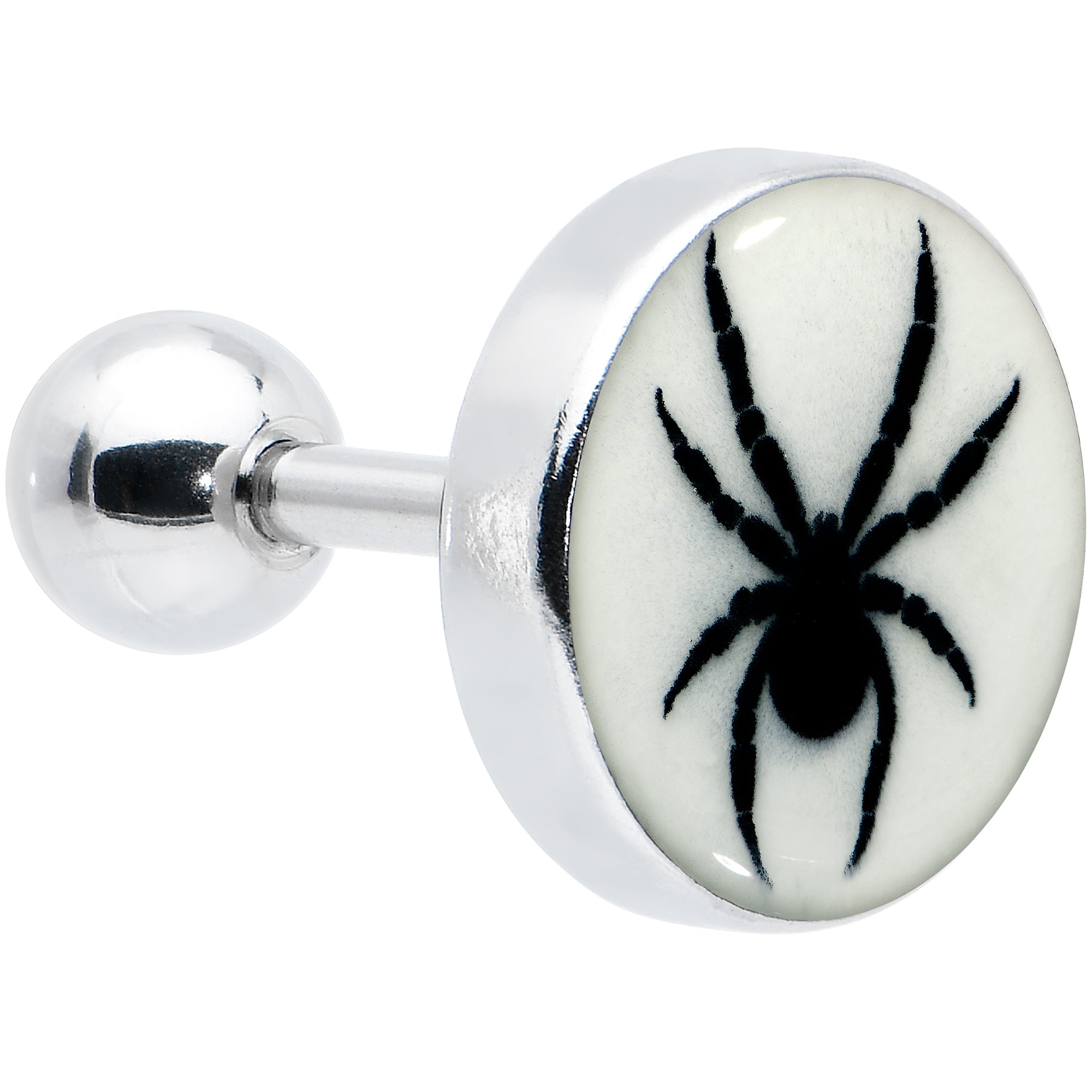 16G Glow in the Dark Black Widow Spider Tragus Cartilage Earring by Onyx O