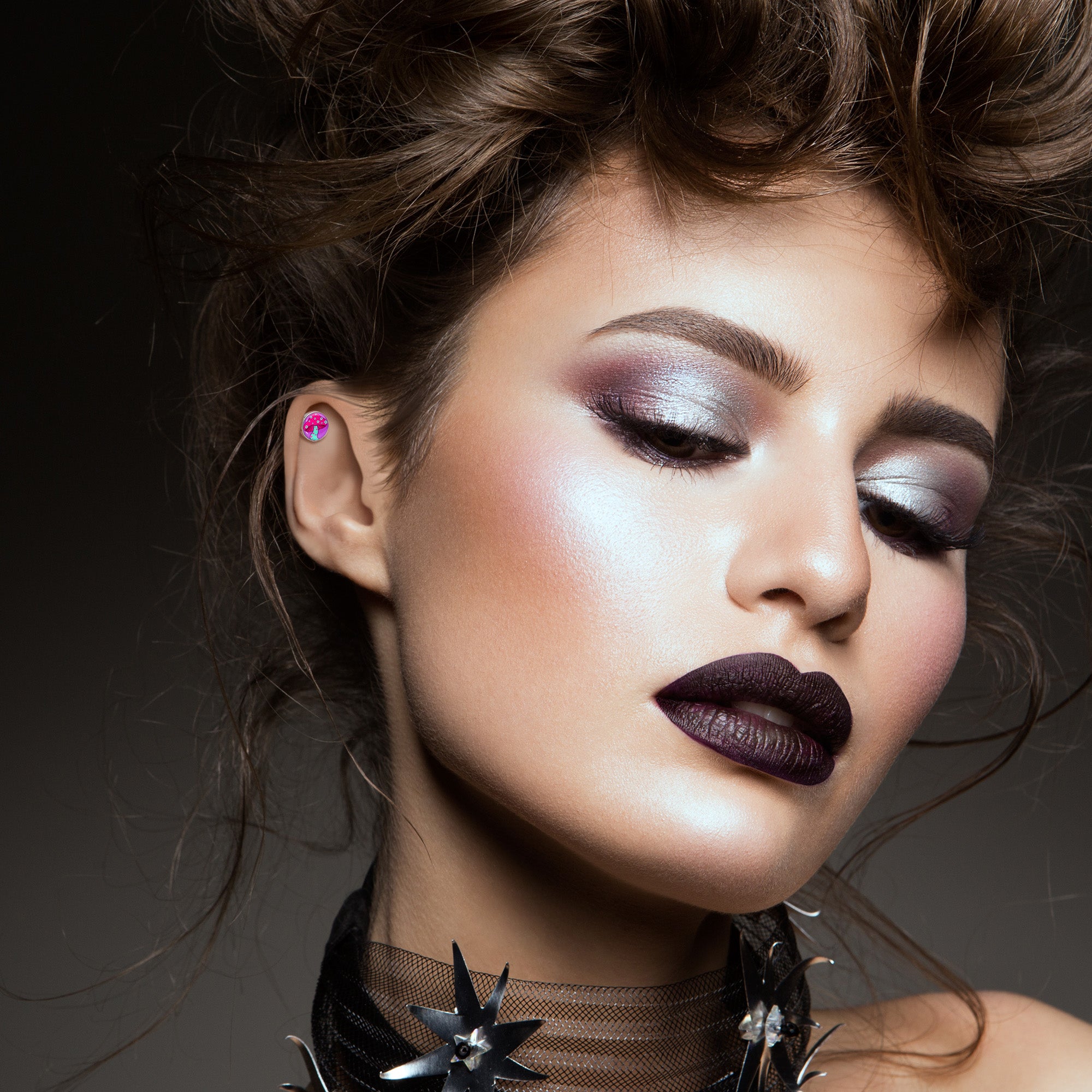 16G 1/4 Funky Floral Mushroom Cartilage Tragus Earring by Onyx O