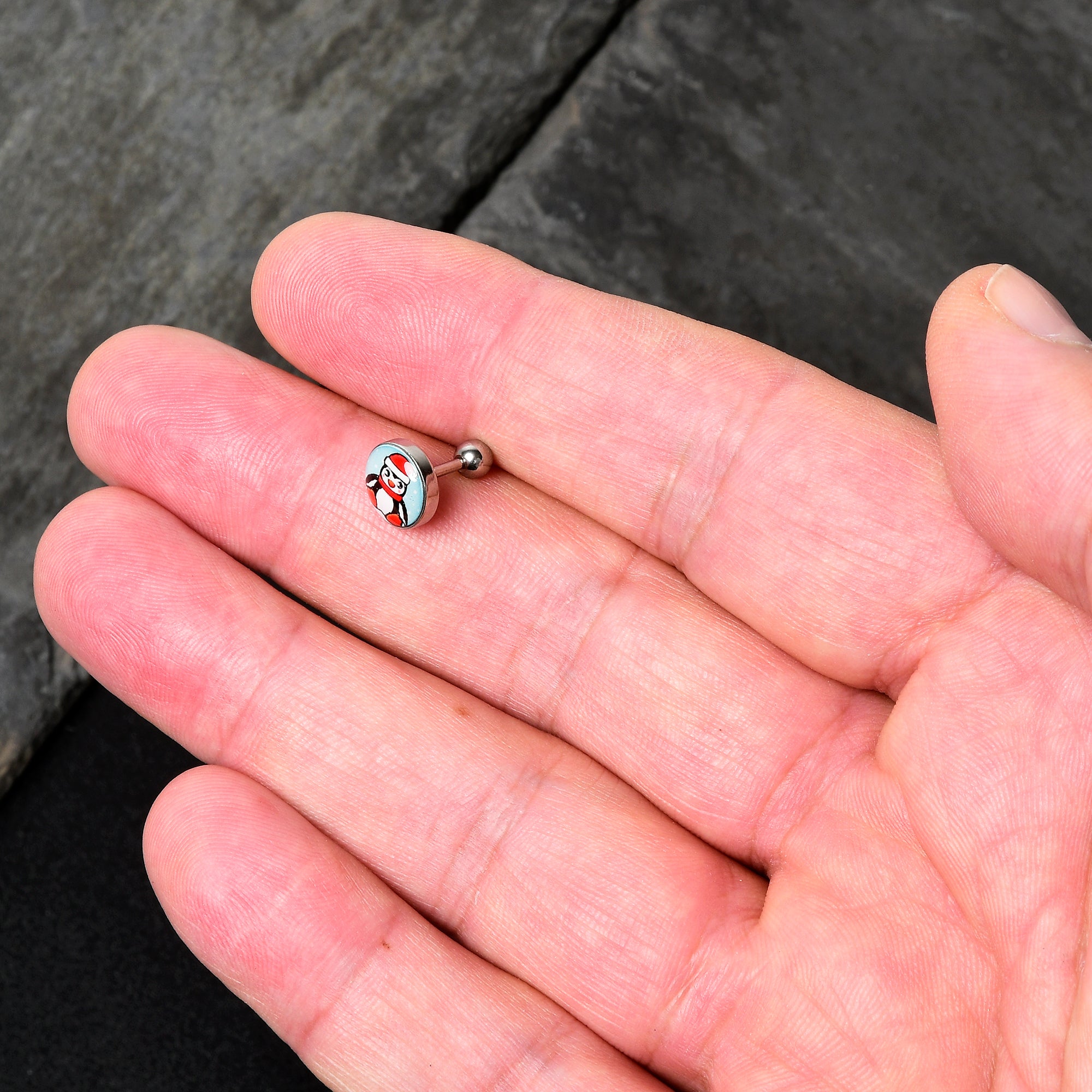 16G 1/4 Snowfall Holiday Penguin Tragus Cartilage Earring by Onyx O