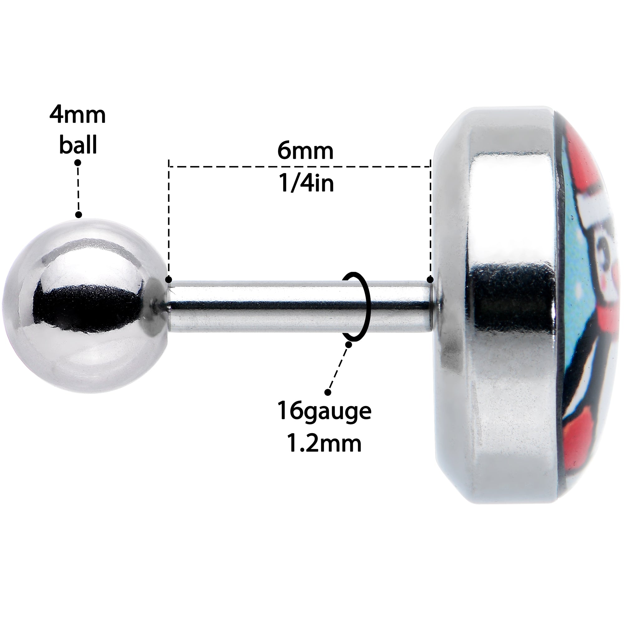 16G 1/4 Snowfall Holiday Penguin Tragus Cartilage Earring by Onyx O