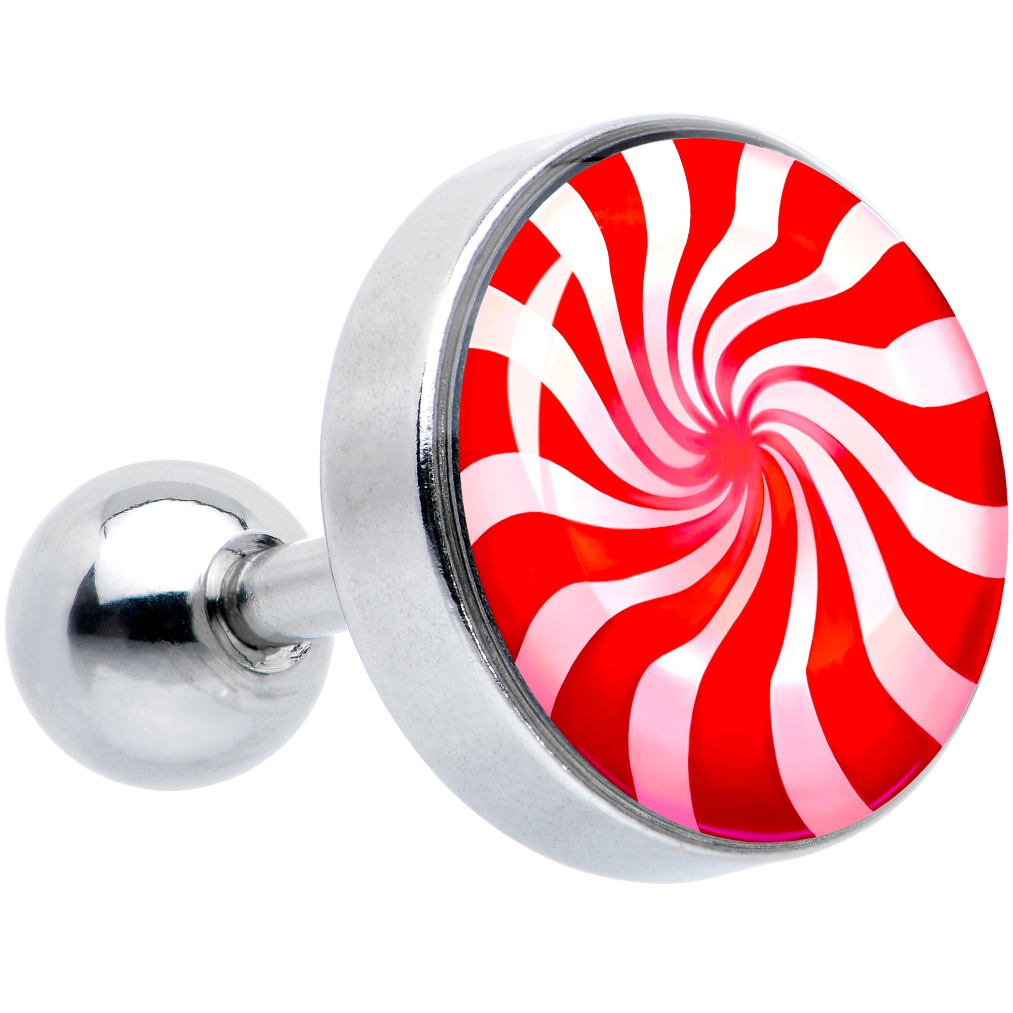 16G 1/4 Holiday Peppermint Candy Tragus Cartilage Earring