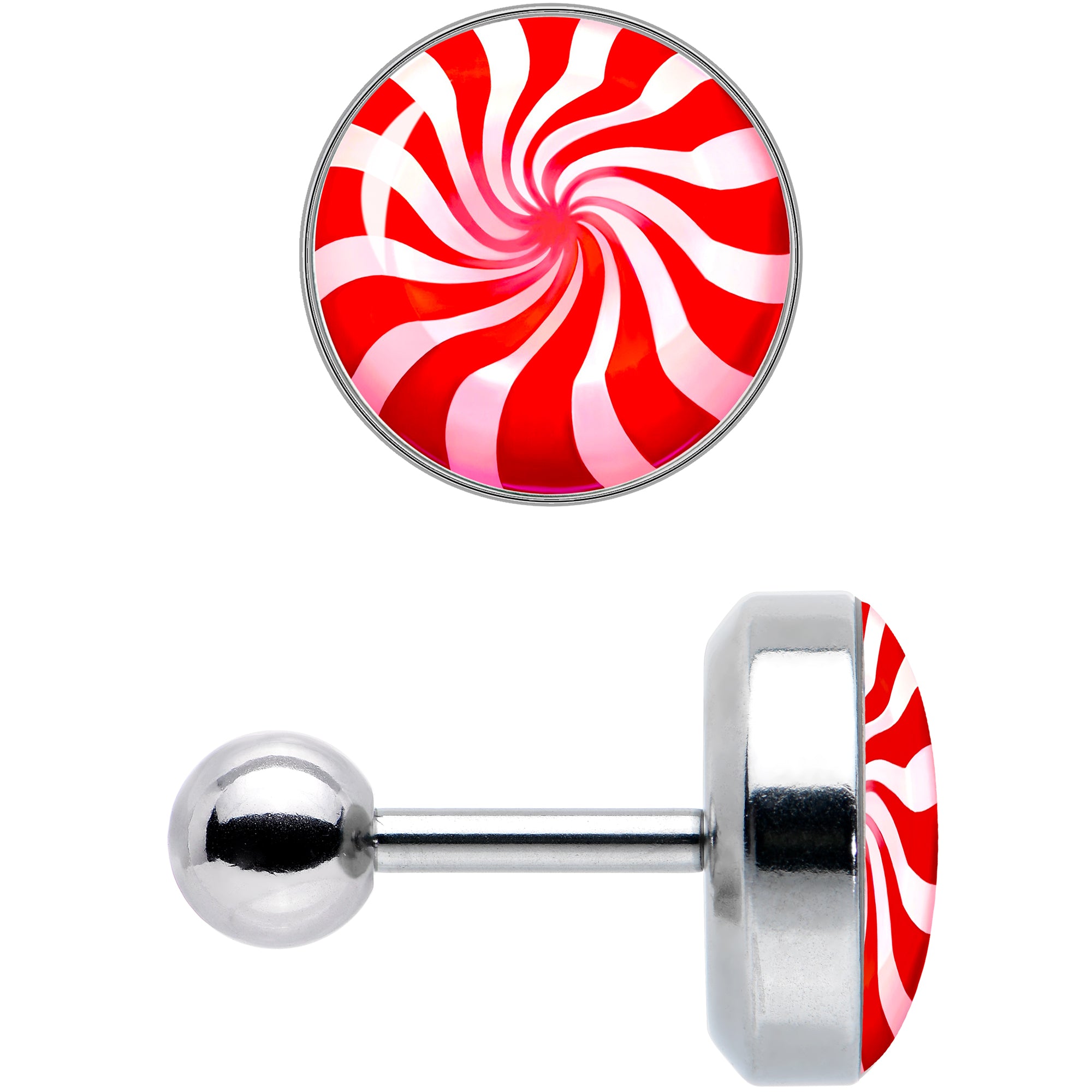 16G 1/4 Holiday Peppermint Candy Tragus Cartilage Earring