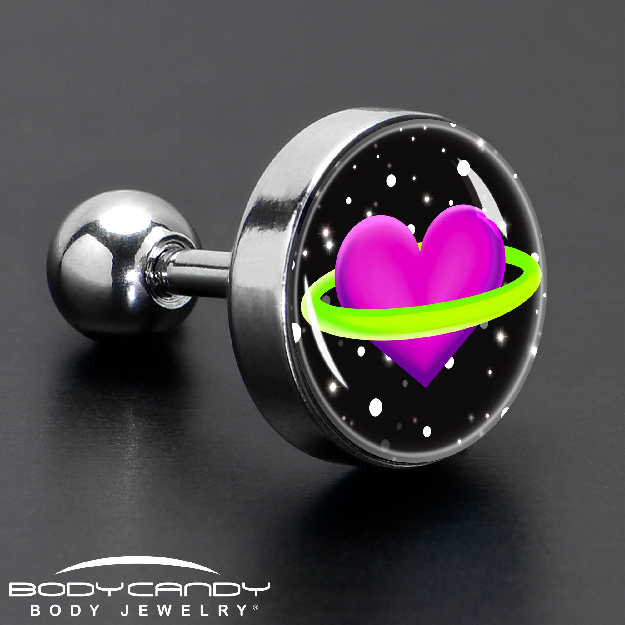 16G 1/4 Heart Planet Cartilage Tragus Earring by Onyx O