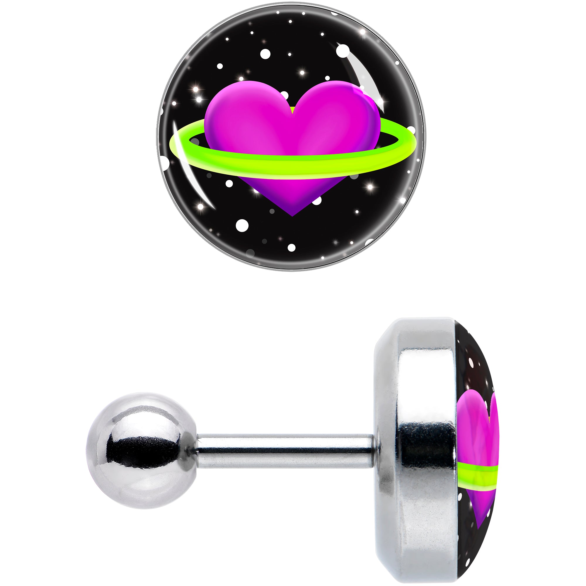 16G 1/4 Heart Planet Cartilage Tragus Earring by Onyx O