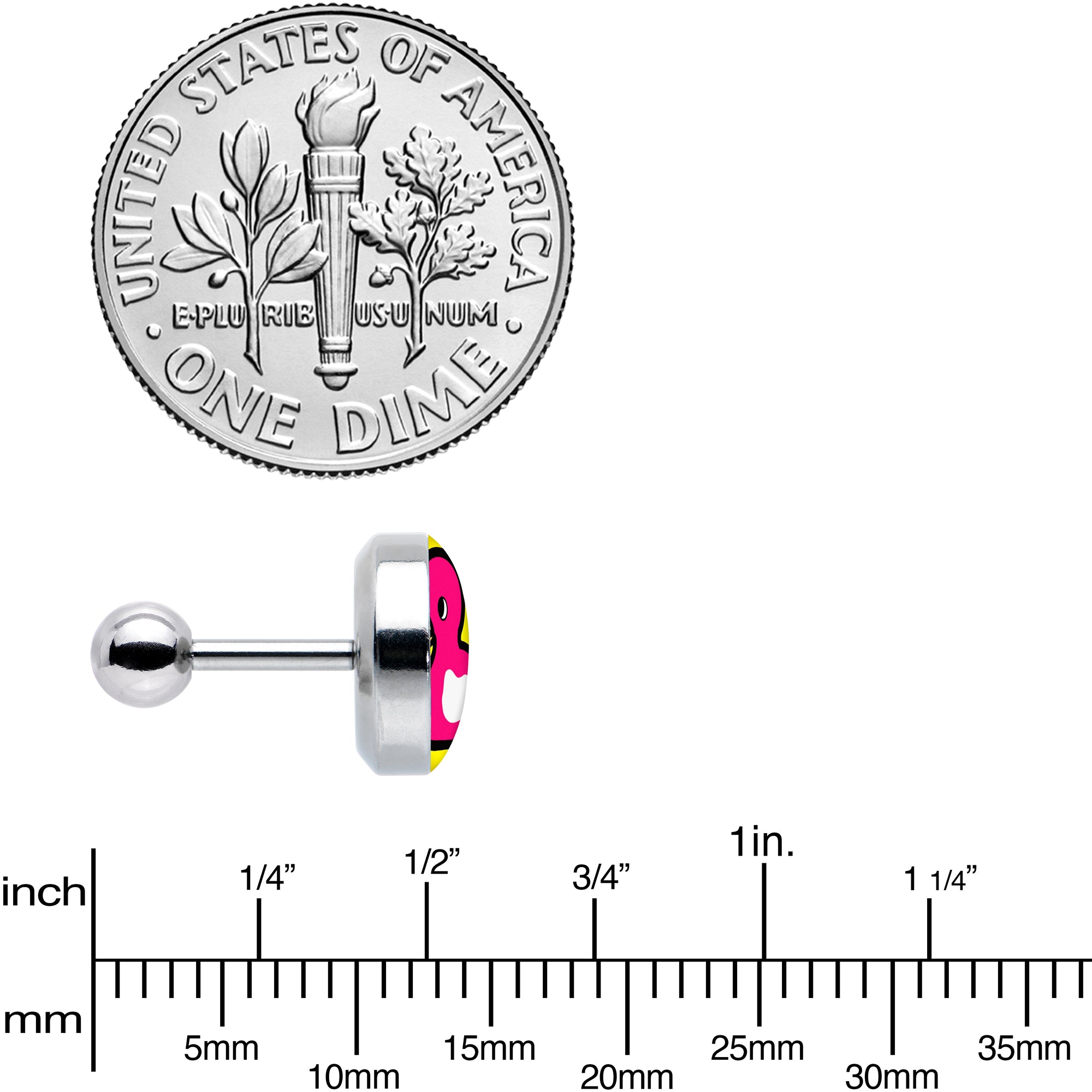 16G 1/4 Pink Ducky Cartilage Tragus Earring by Onyx O