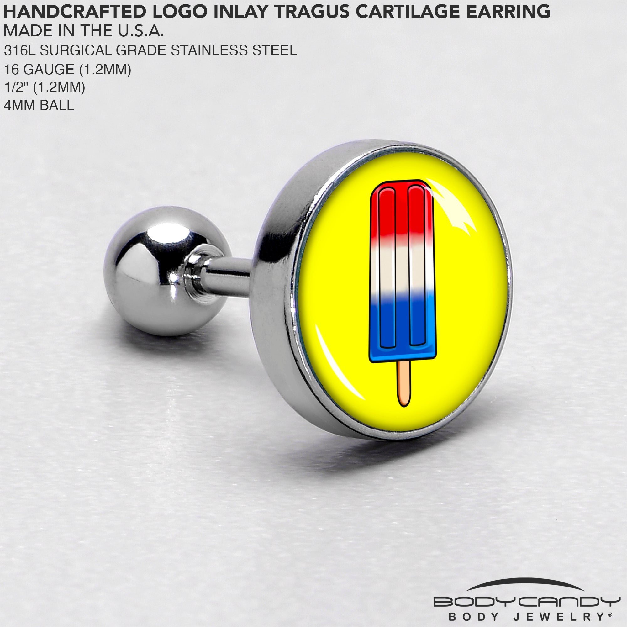 16G 1/4 Popsicle Treat Cartilage Tragus Earring by Onyx O