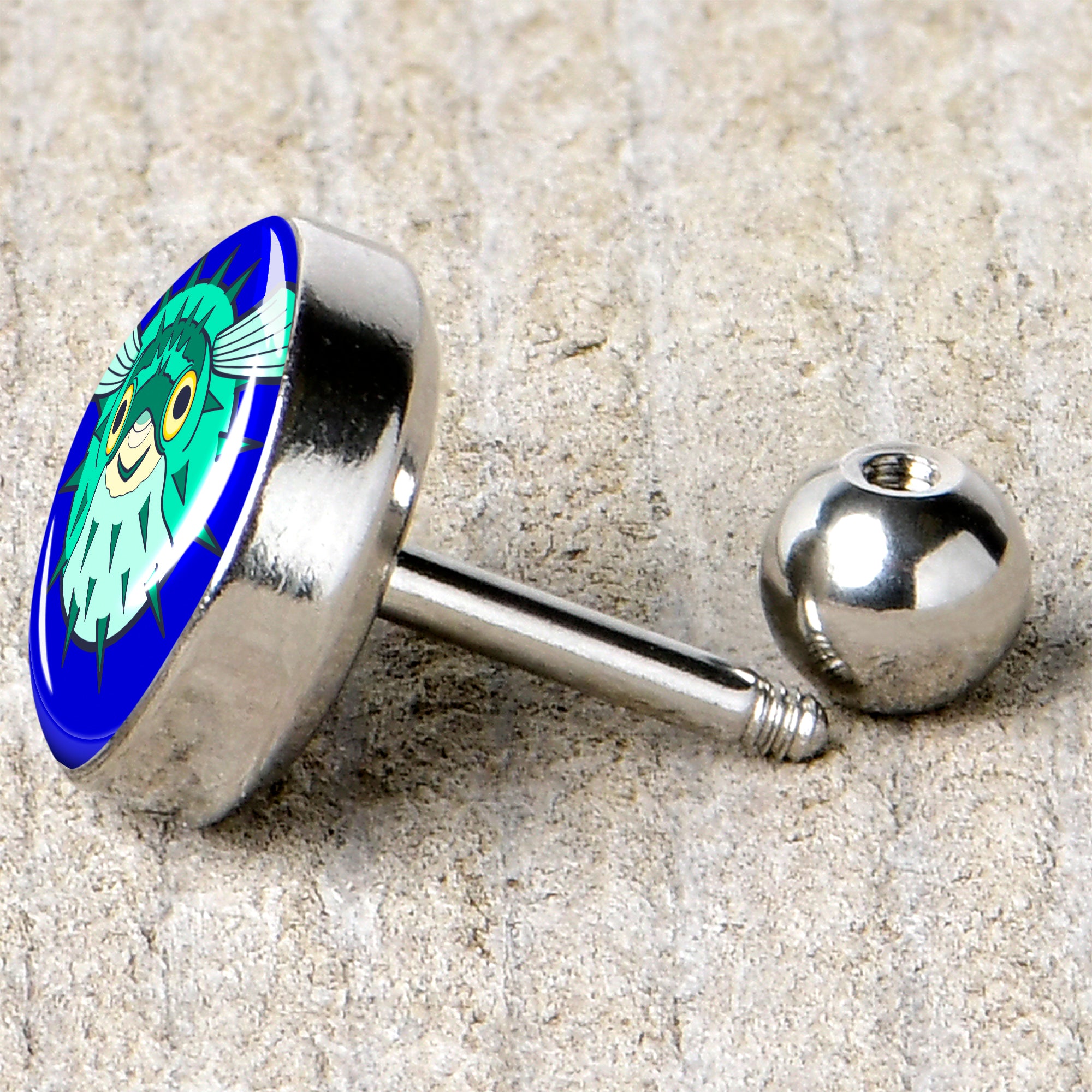 16G 1/4 Pufferfish Cartilage Tragus Earring by Onyx O