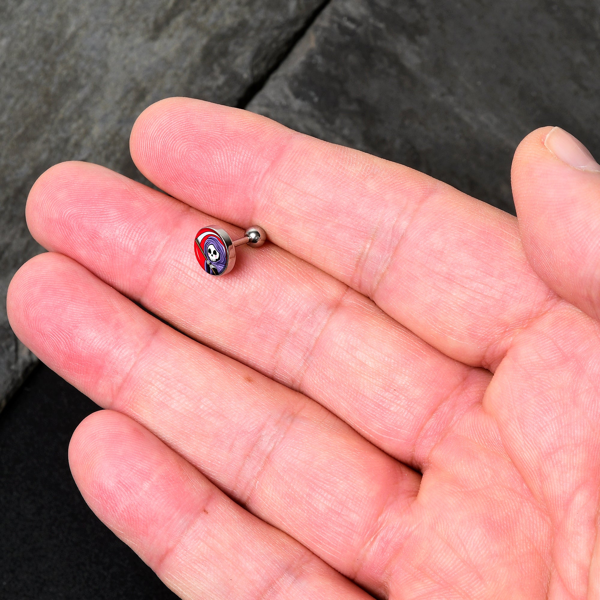 16G 1/4 Grim Reaper Cartilage Tragus Earring by Onyx O