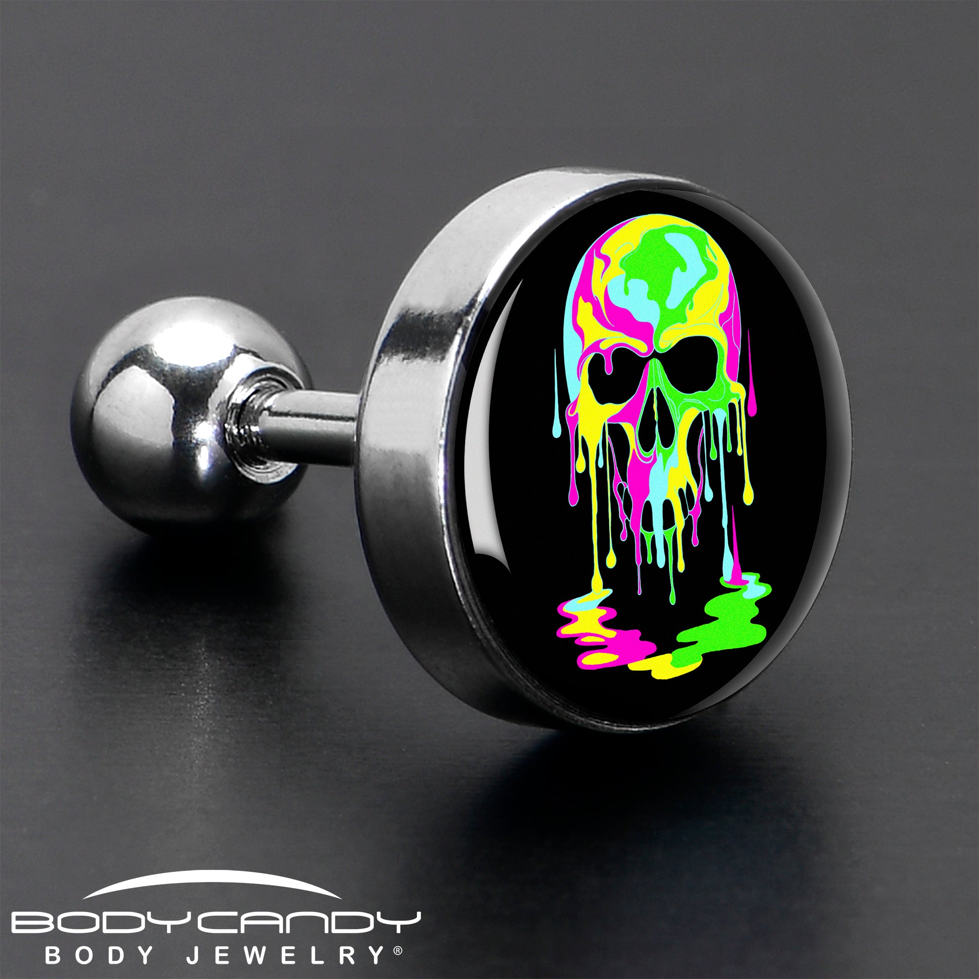 16G 1/4 Ultra Bright Melting Skull Tragus Cartilage Earring by Onyx O
