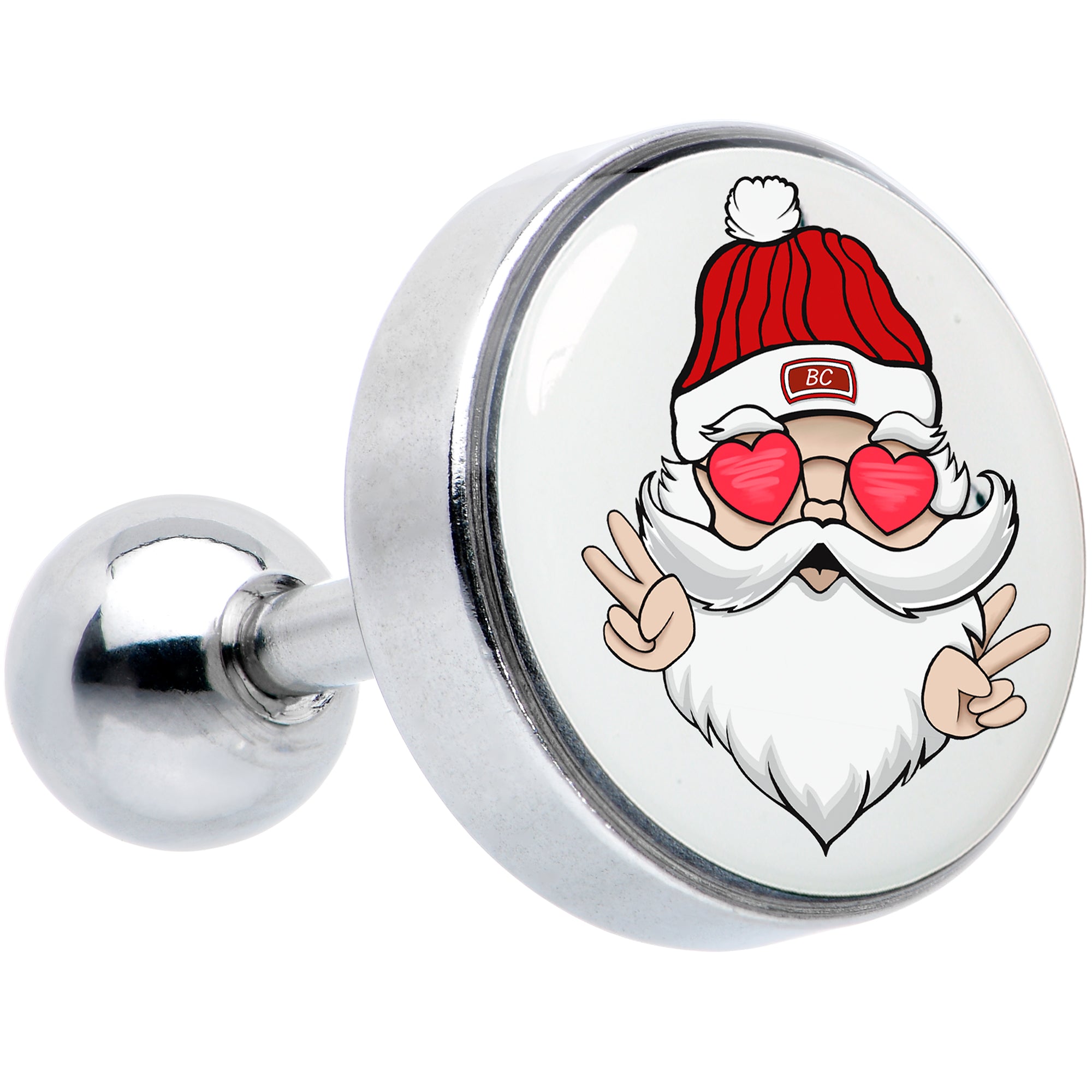 16G 1/4 Christmas Peace Love Santa Tragus Cartilage Earring by Onyx O