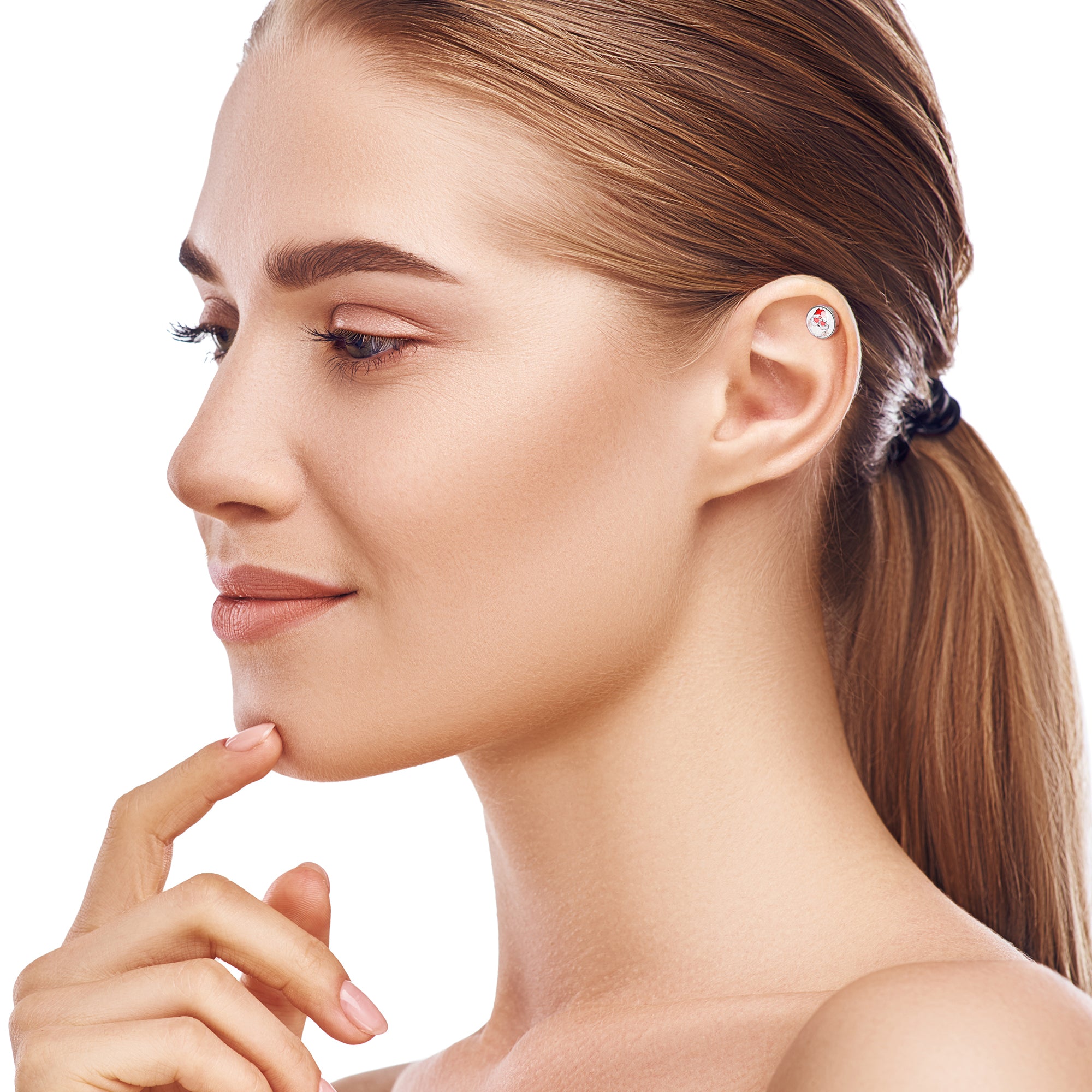 16G 1/4 Christmas Peace Love Santa Tragus Cartilage Earring by Onyx O