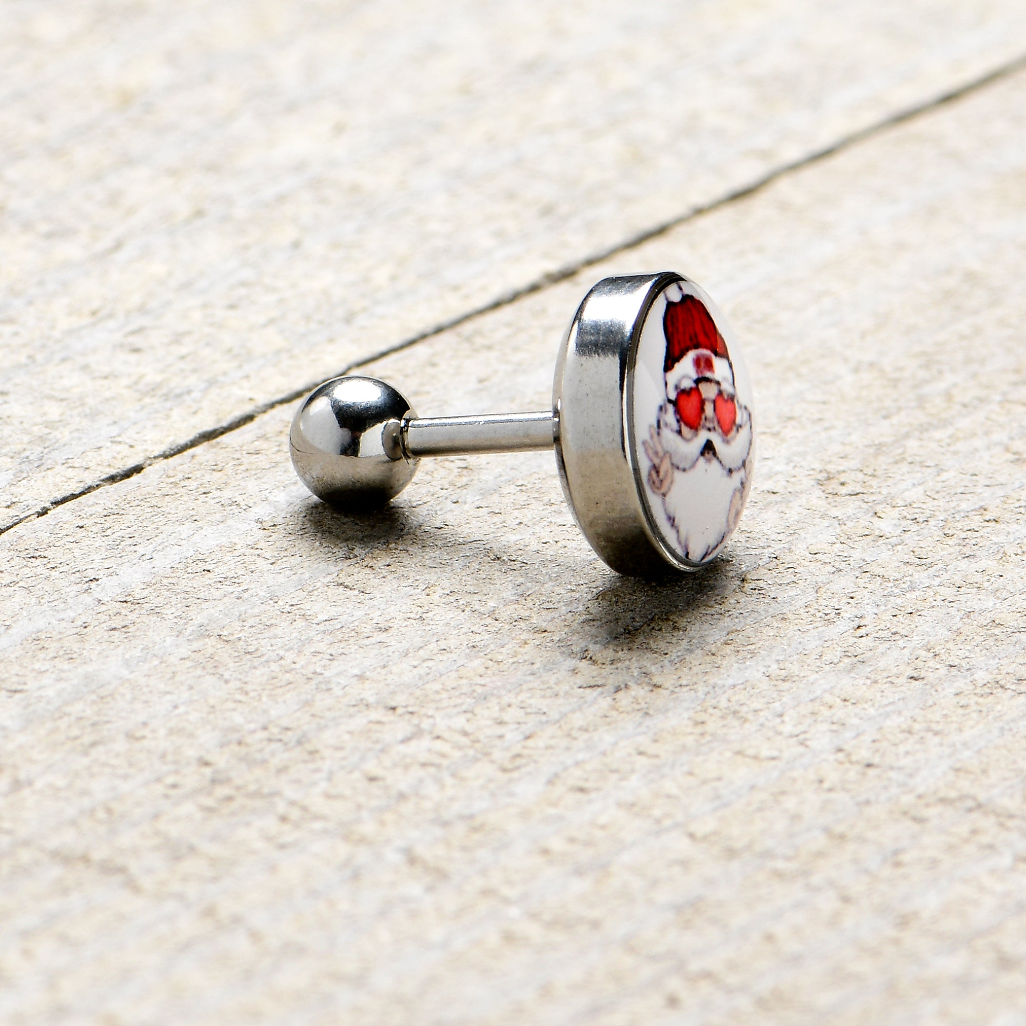 16G 1/4 Christmas Peace Love Santa Tragus Cartilage Earring by Onyx O