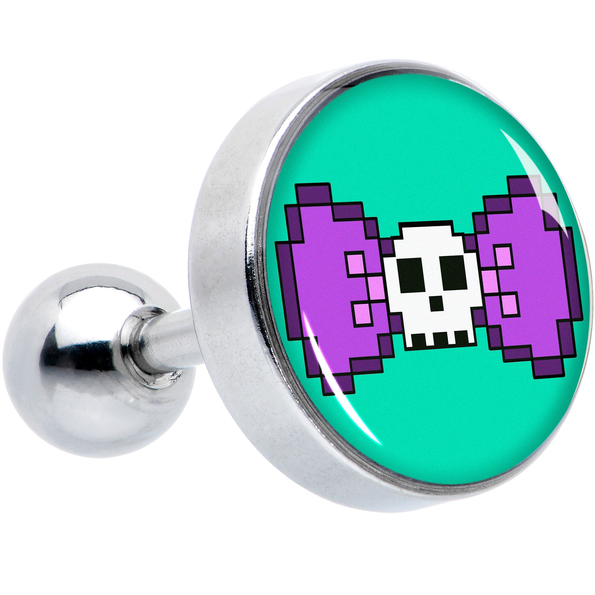 16G 1/4 Retro Pixel Skull Cartilage Tragus Earring by Onyx O