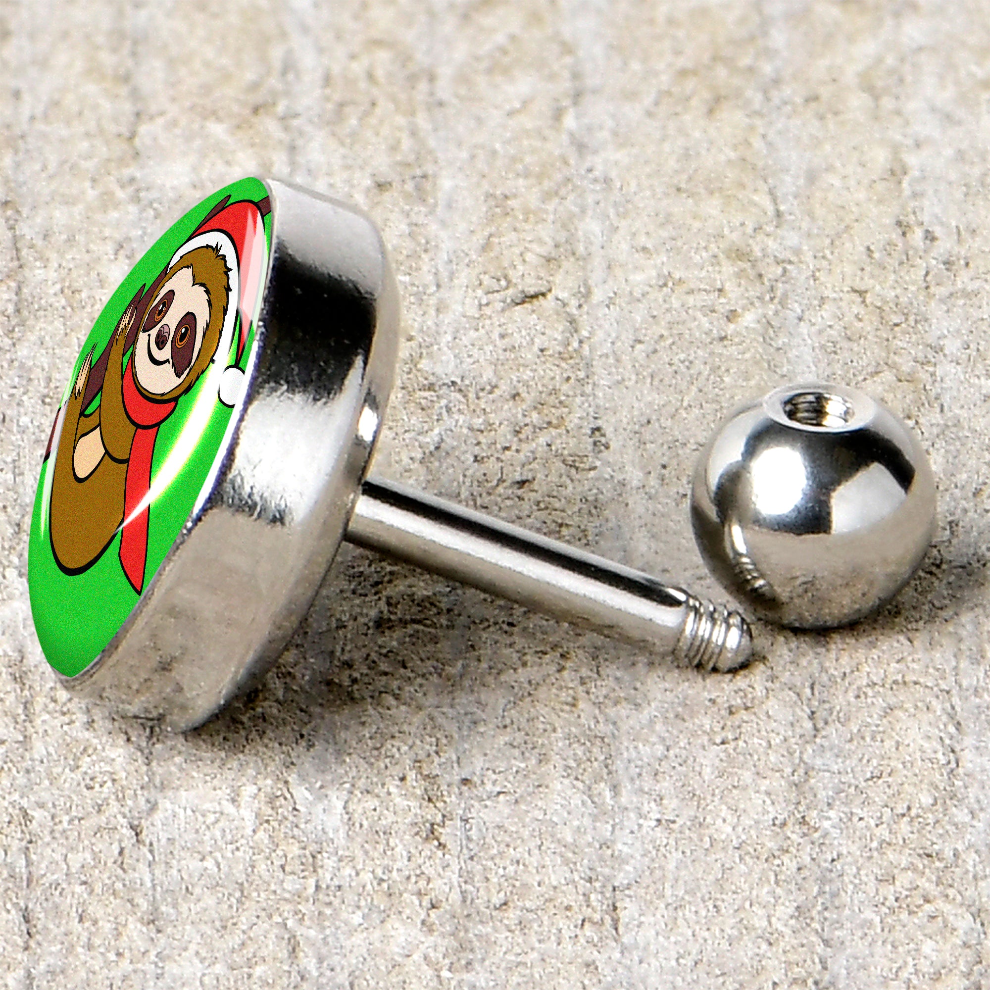 16G 1/4 Santa Sloth Tragus Cartilage Earring by Onyx O