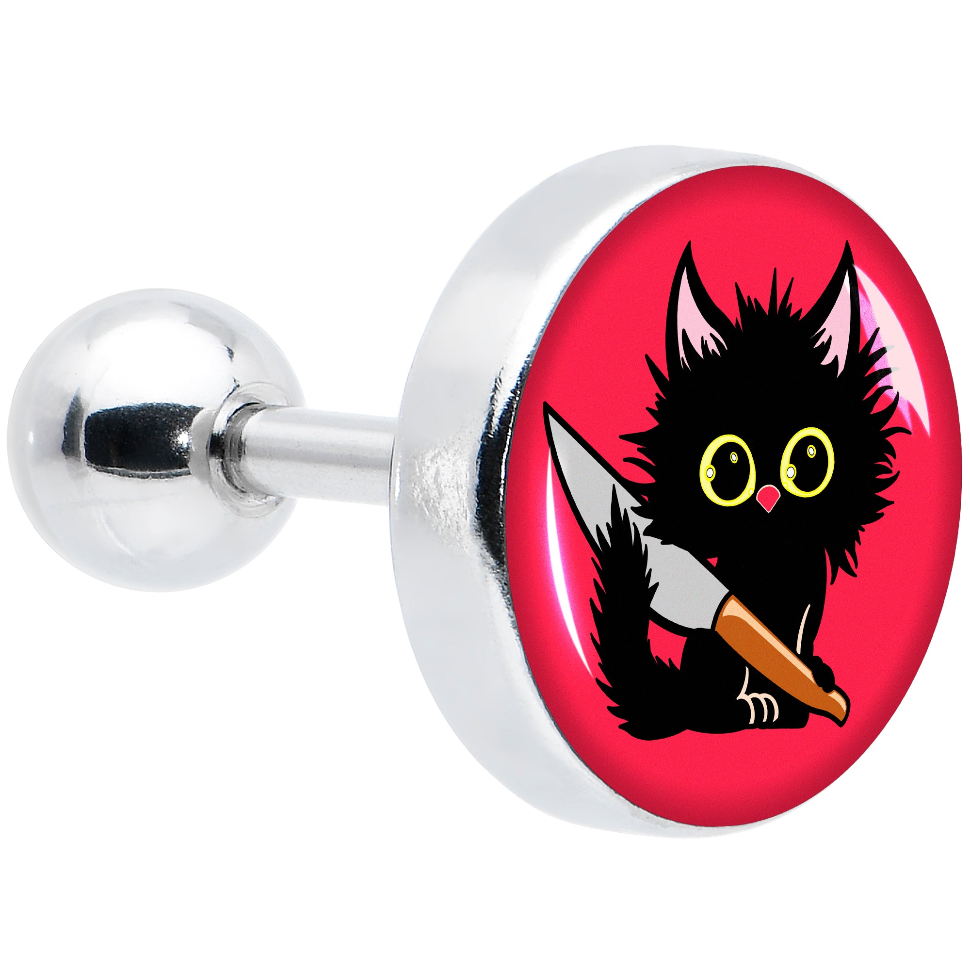 16G 1/4 Stabby Cat Tragus Cartilage Earring by Onyx O