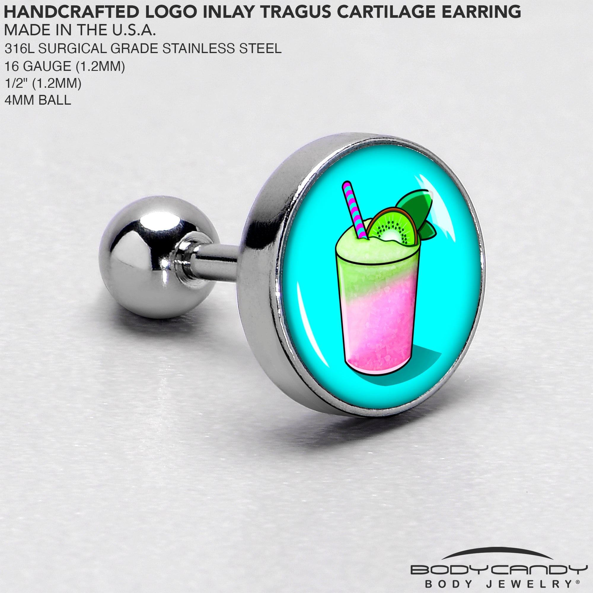 16G 1/4 Summer Drink Cartilage Tragus Earring by Onyx O