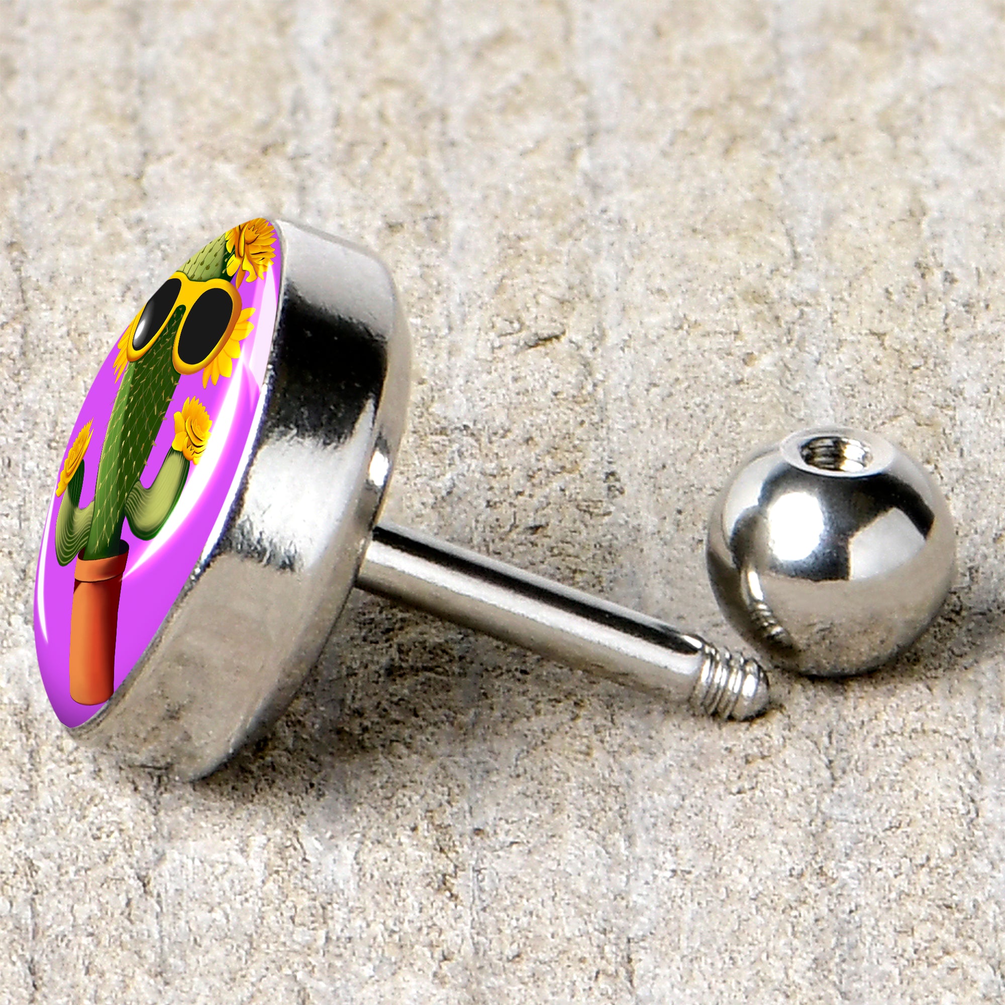 16G 1/4 Sunflower Cactus Cartilage Tragus Earring by Onyx O