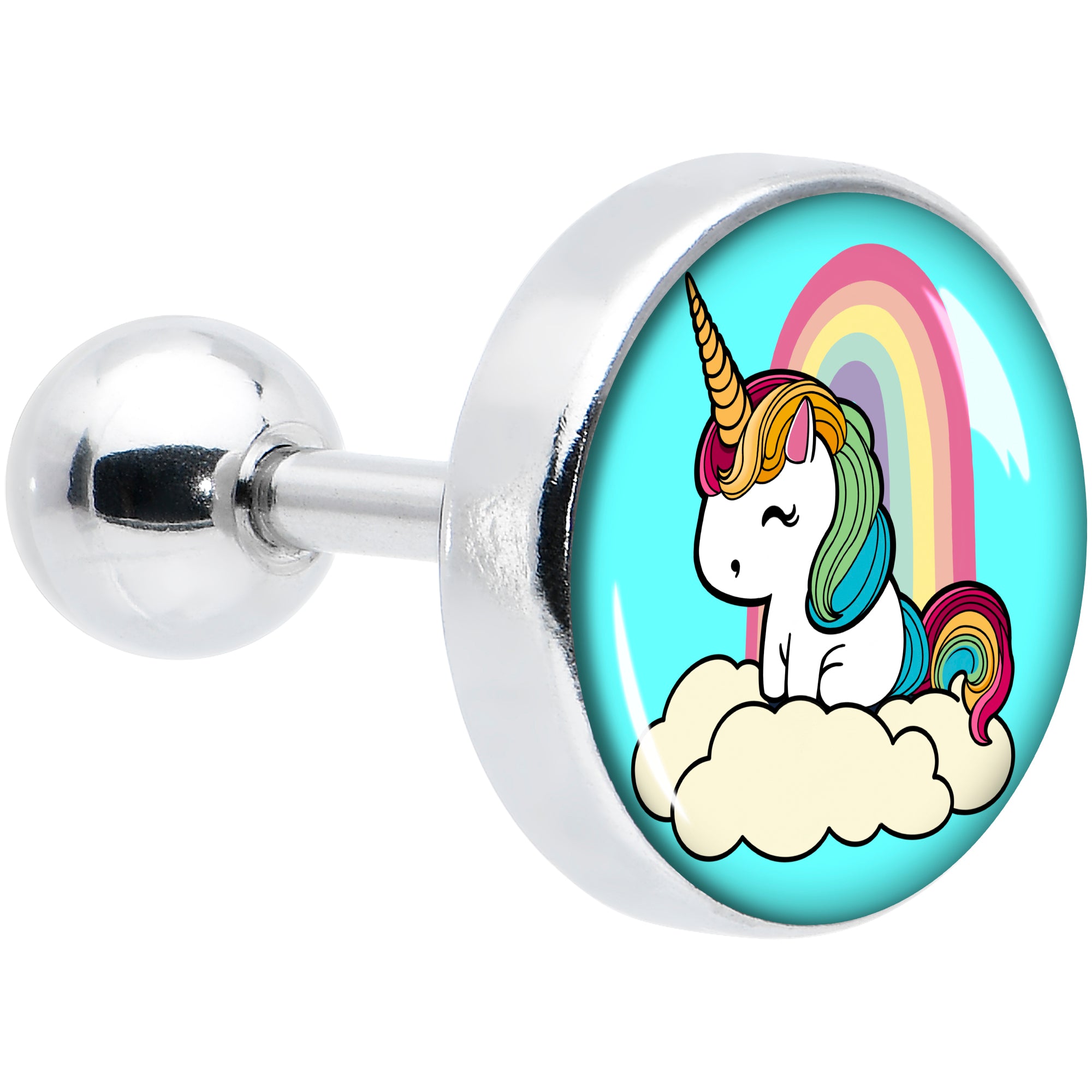 16G 1/4 Rainbow Unicorn Cartilage Tragus Earring by Onyx O